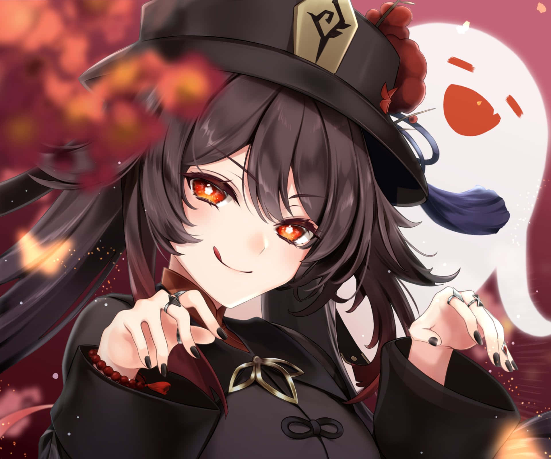 戴黑帽的女孩與鬼魂 壁紙