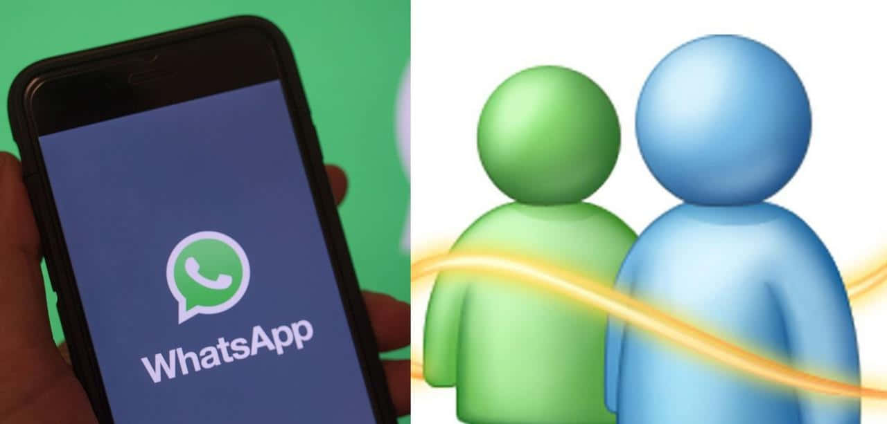 Chat 桌布 壁紙 — 手握住智慧型手機，顯示WhatsApp標誌，旁邊有兩個風格化的人物由發光線條連接。