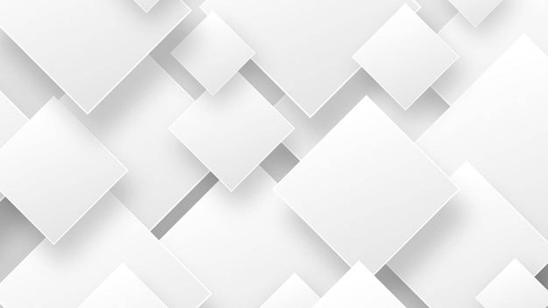 Presentation 桌布 壁紙 — 抽象3D渲染的白色正方形在柔和陰影中重疊，創造出極簡幾何圖案。