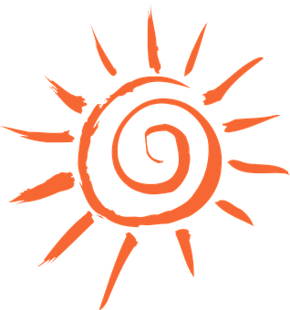 抽象太陽符號 橙色與黑色 壁紙