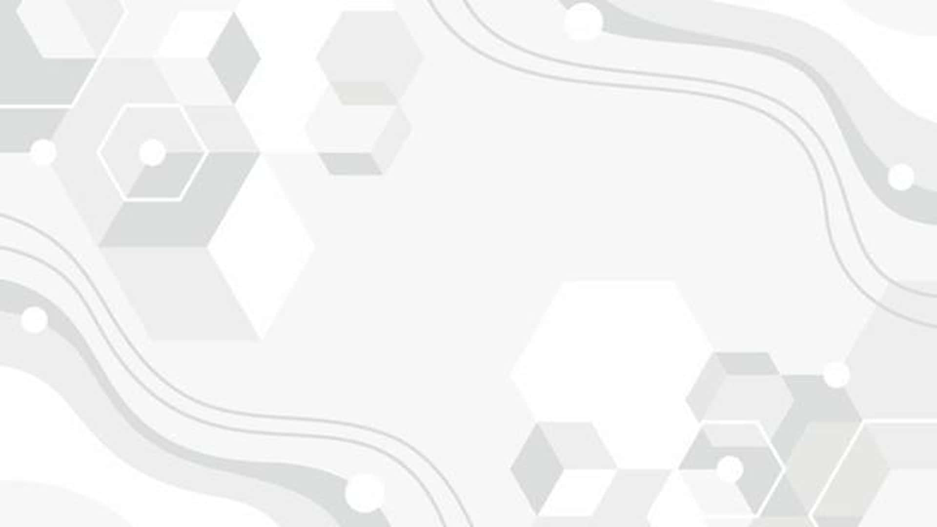 White HD 桌布 壁紙 — 抽象幾何圖案壁紙，帶有浮動六邊形和流動線條，採用柔和灰階色調。