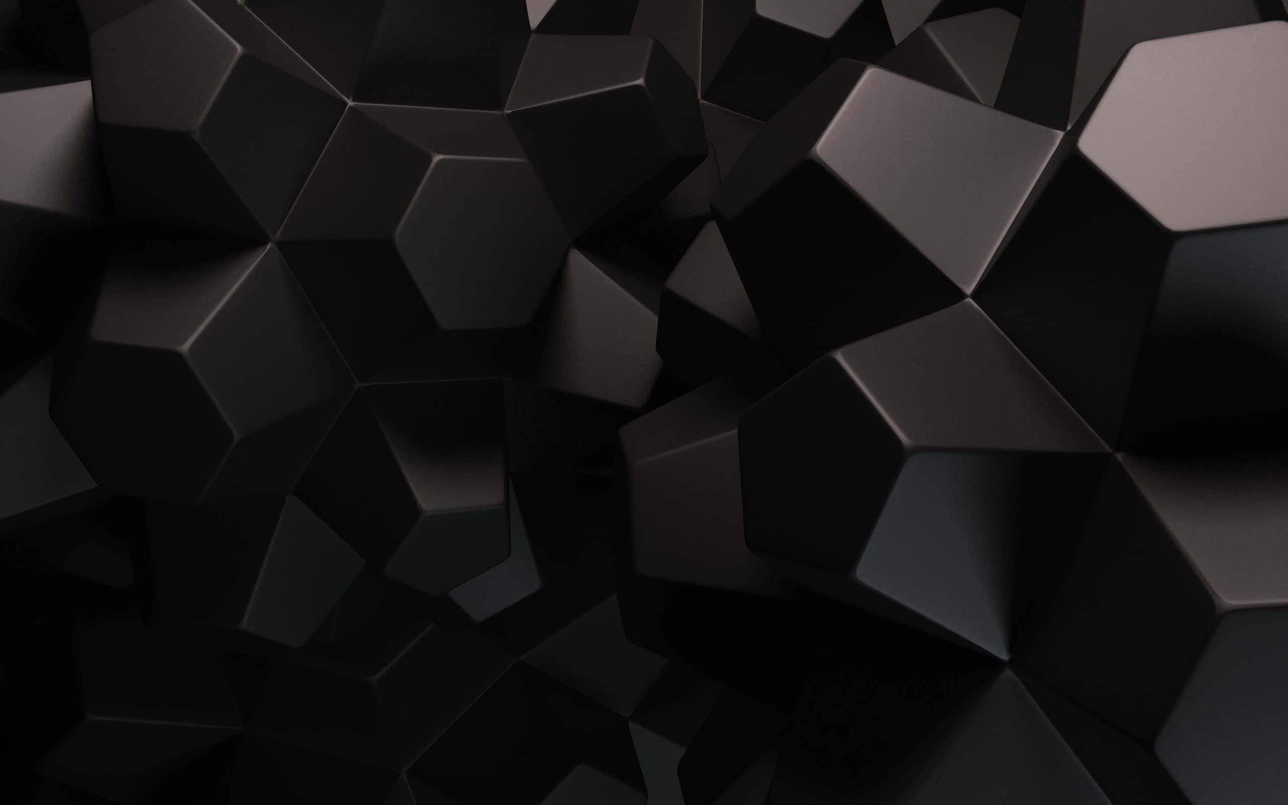 Black Desktop 桌布 壁紙 — 抽象幾何圖案壁紙，採用深色啞光六邊形和柔和的光線漸變，營造出現代極簡的質感。