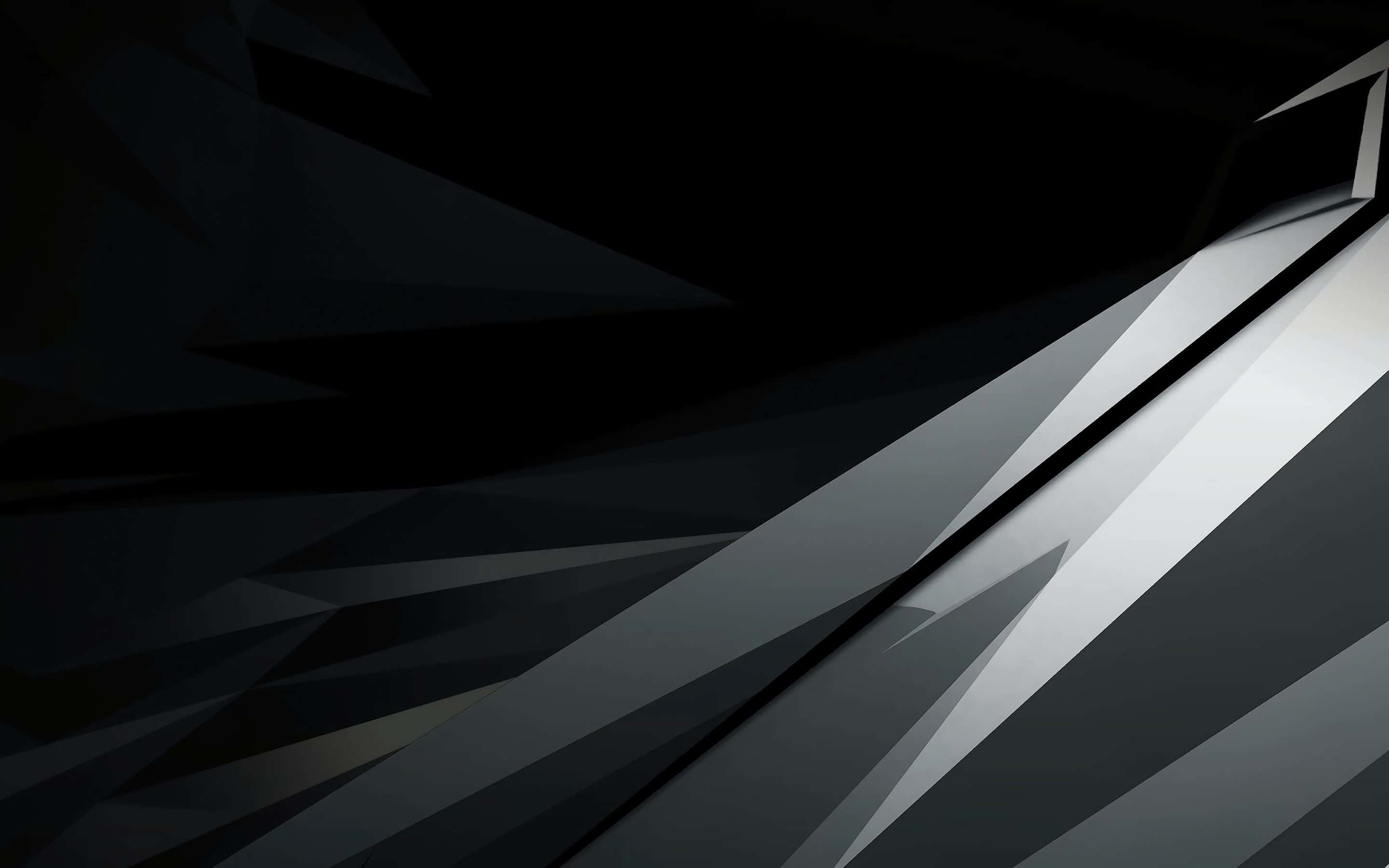 Black Gradient 桌布 壁紙 — 抽象幾何桌布，以單色黑和銀色漸層呈現銳利角形。