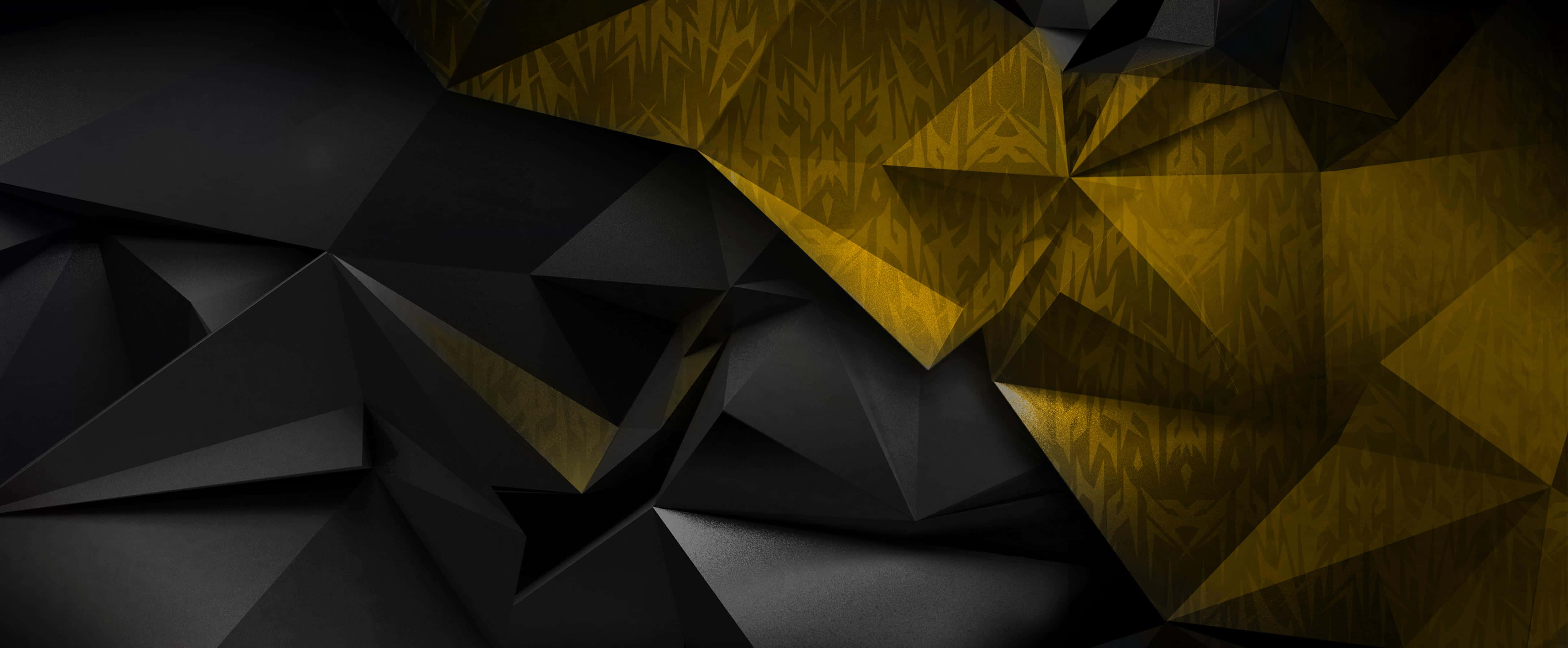 Elegant Black And Gold 桌布 壁紙 — 抽象幾何桌布，以銳利的黑色和金色多邊形切面打造現代數位藝術構圖。