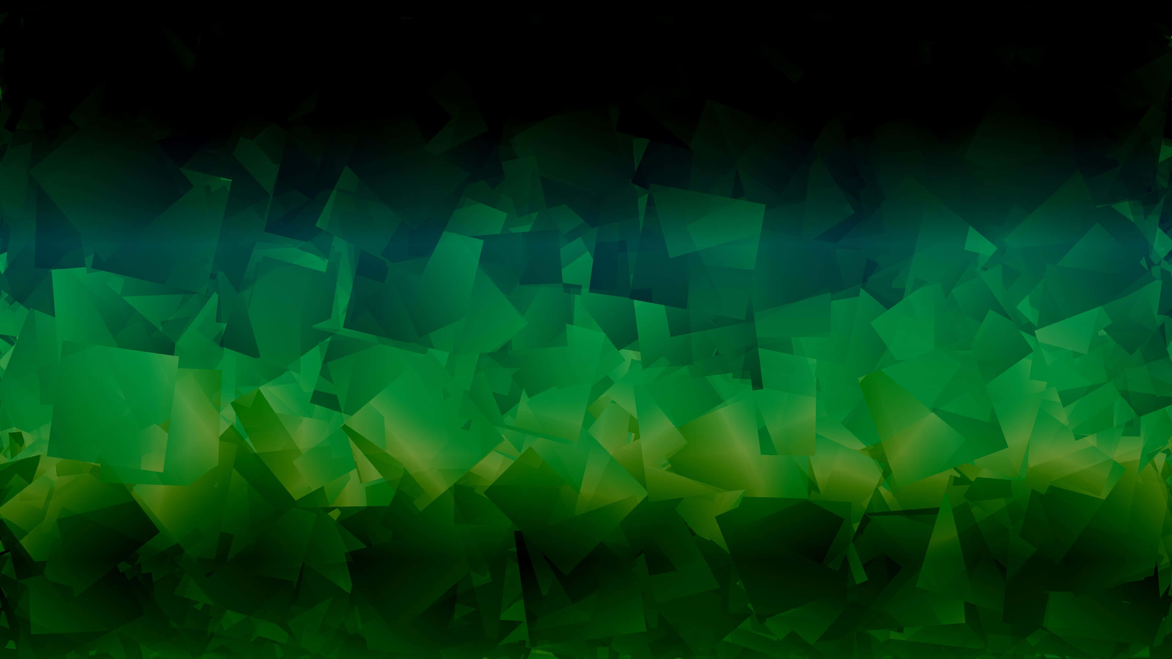 Dark Green Grunge 桌布 壁紙 — 抽象數位藝術作品，以發光的綠色多邊形碎片為特色，背景為深色漸變。