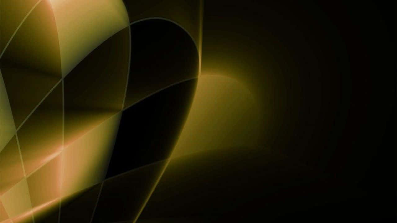 High Resolution Black And Gold 桌布 壁紙 — 抽象數位藝術作品，以發光的金色曲線和銳利的黑色幾何形狀為特色，背景為深色。