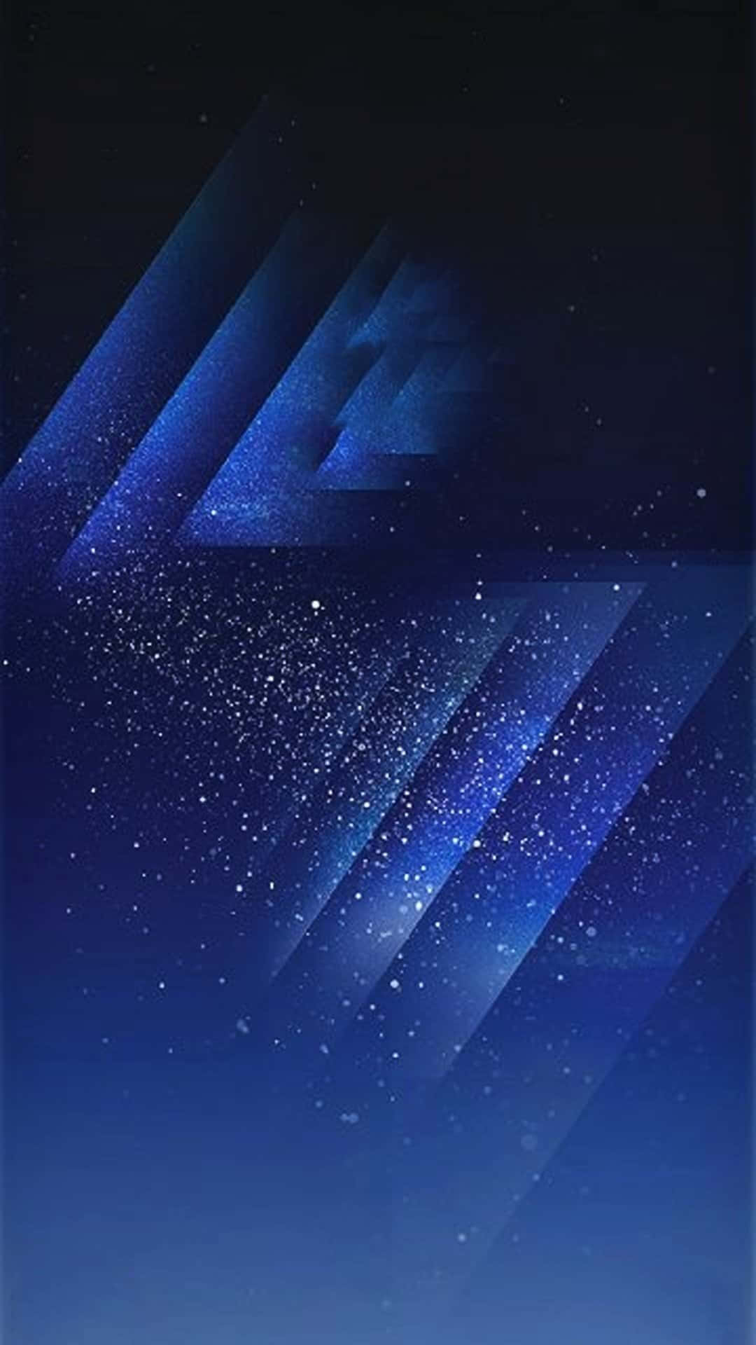 夜空 桌布 壁紙 — 抽象數位藝術作品，以發光藍色幾何平面和閃爍粒子為特色，背景為黑暗宇宙。
