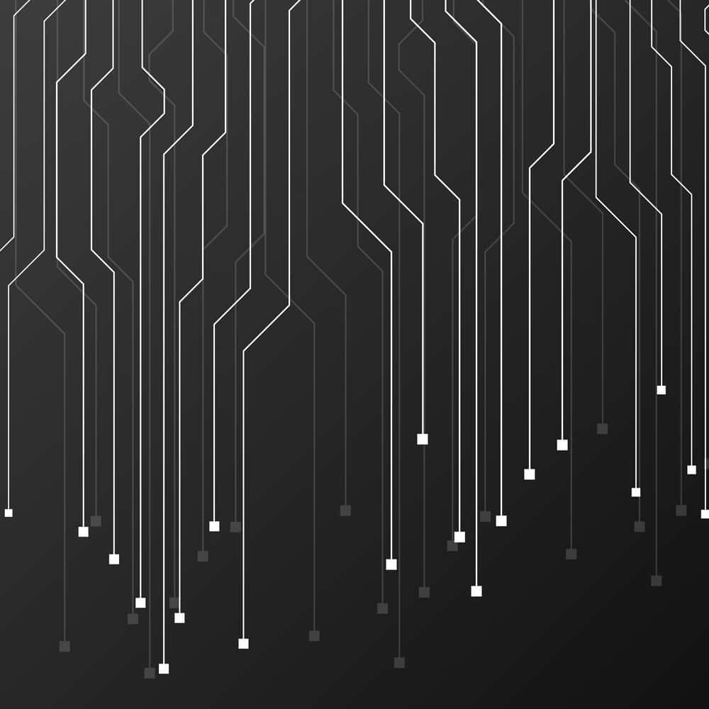 Circuit 桌布 壁紙 — 抽象數位電路線條在深色漸層背景上垂直層疊，帶有發光的白色節點。
