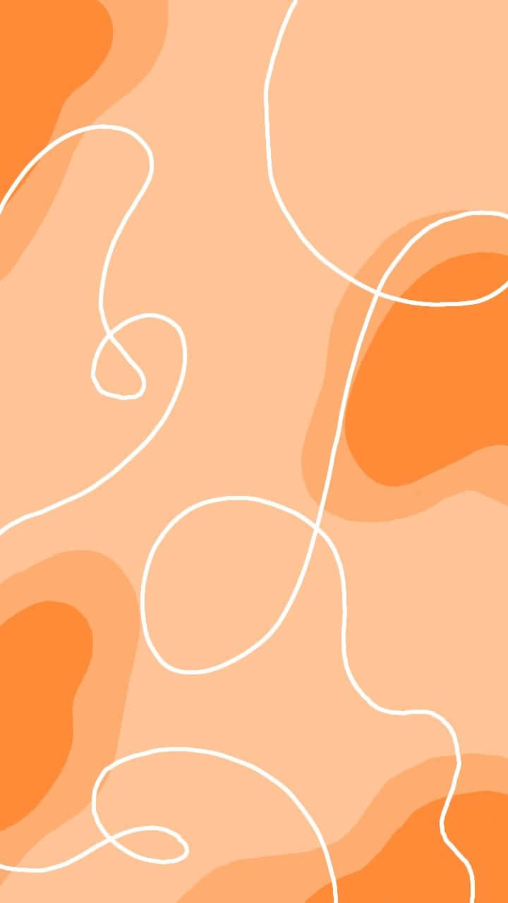Cute Orange 桌布 壁紙 — 抽象桌布，在柔和橙色與蜜桃色漸層上帶有流動的白色線條。