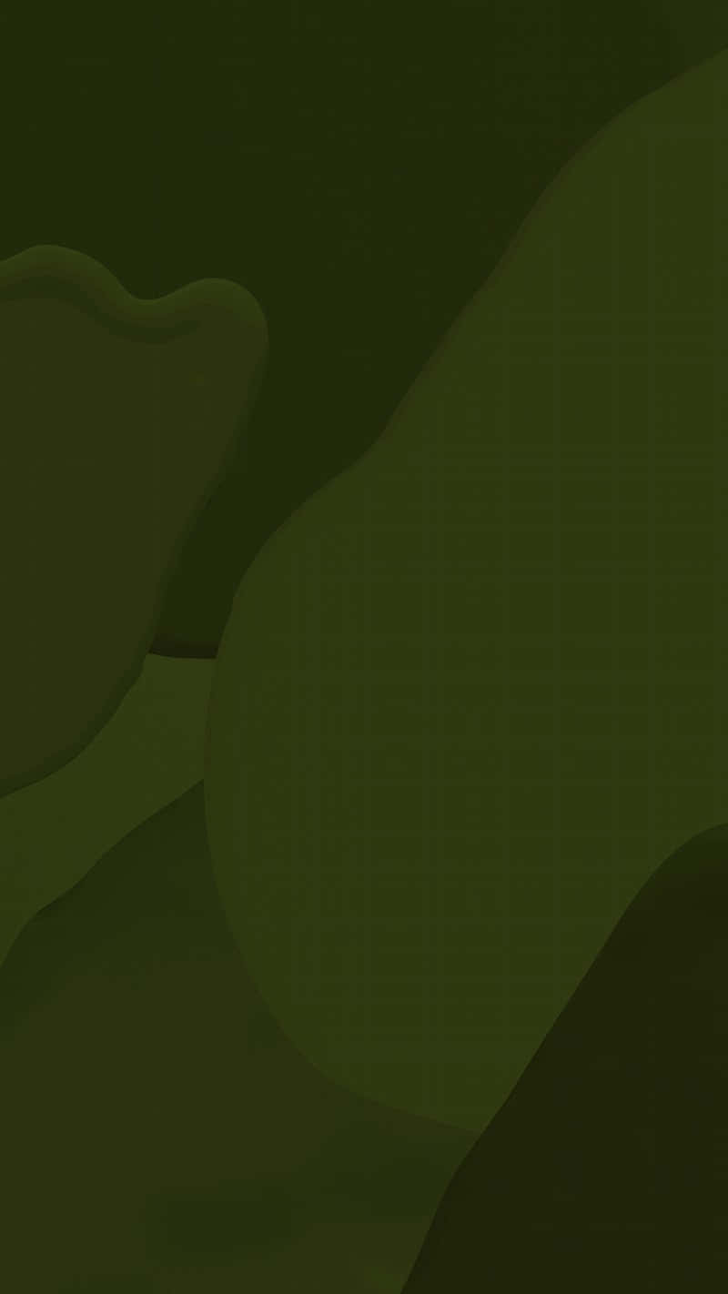 Olive Green 桌布 壁紙 — 抽象極簡主義壁紙，以深綠色調分層有機形狀。