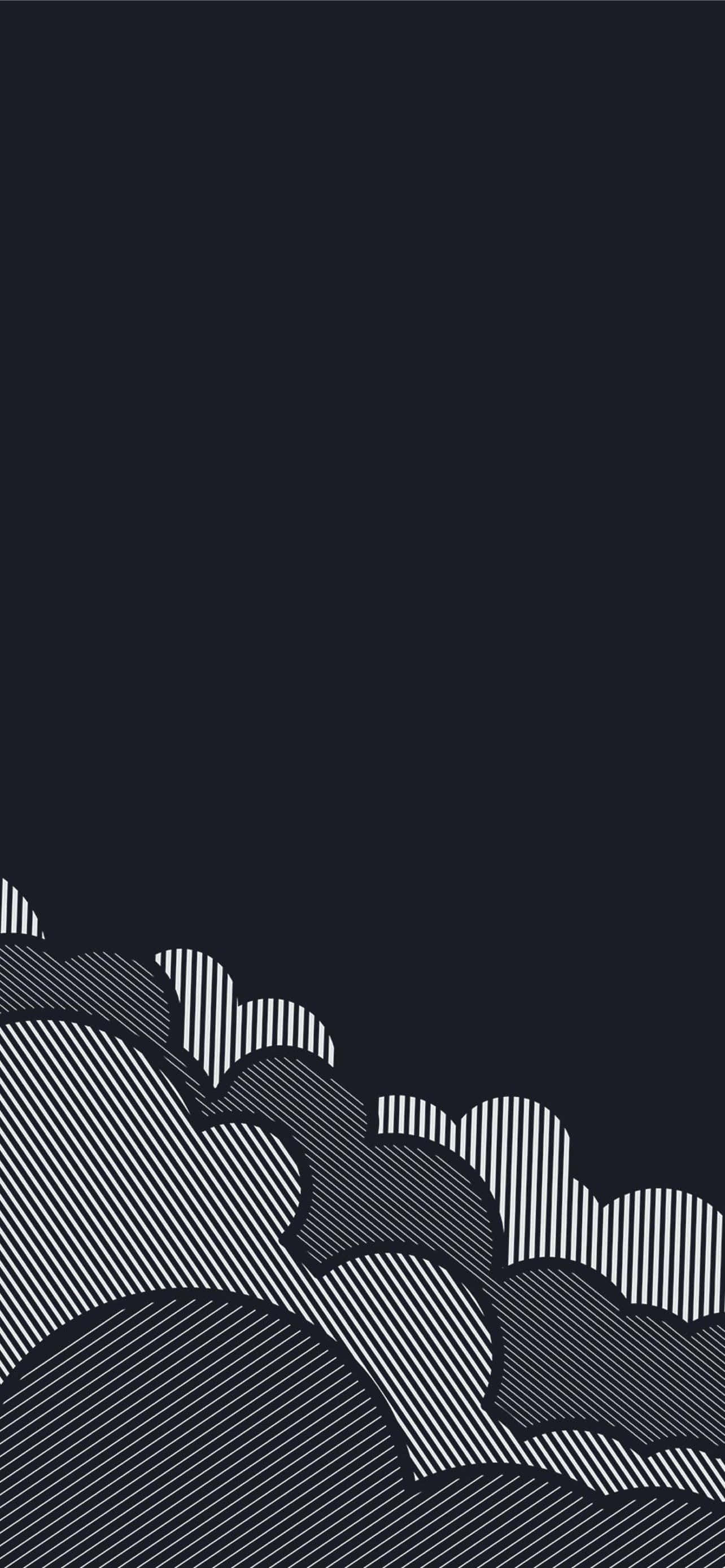 極簡 iPhone 桌布 壁紙 — 抽象極簡波浪圖案，黑白配色，帶有對角線條，背景為深色。