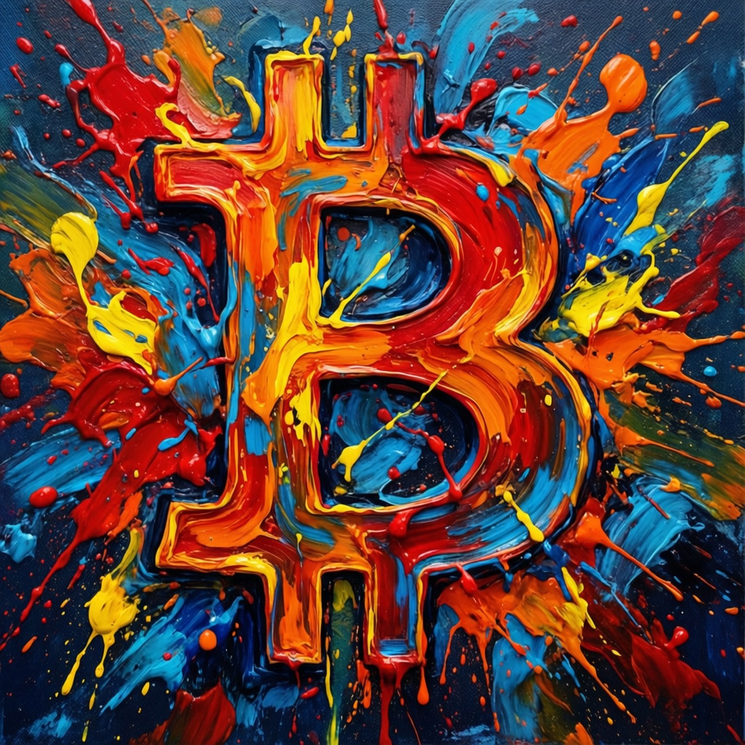 抽象比特幣潑墨 壁紙