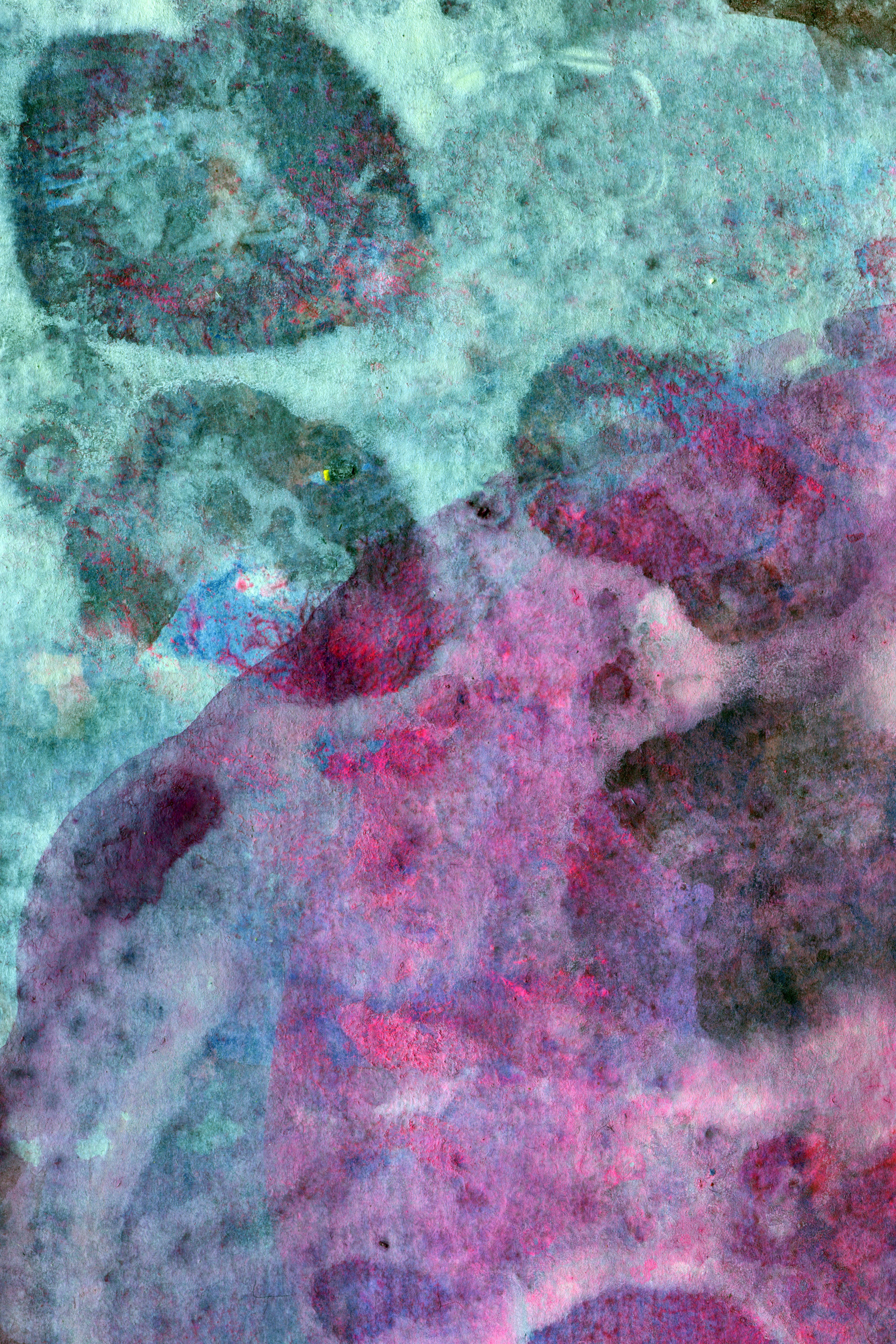 Watercolor 桌布 壁紙 — 抽象水彩漩渦將青綠色、粉紅色和紫色融合在夢幻般的紋理構圖中。