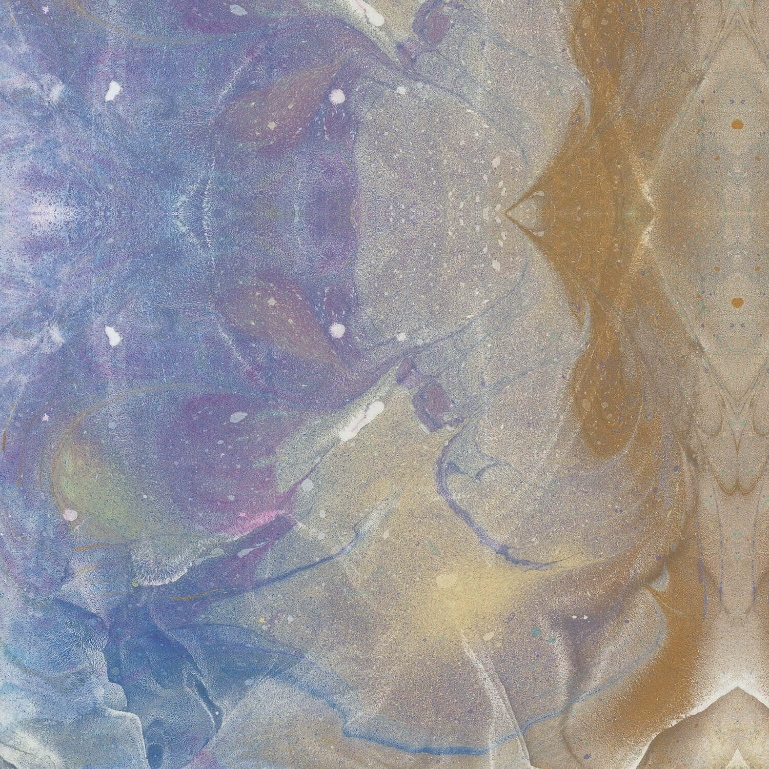 Ethereal 桌布 壁紙 — 抽象流體藝術，以旋轉的藍色、紫色和金色創造夢幻般的宇宙紋理。