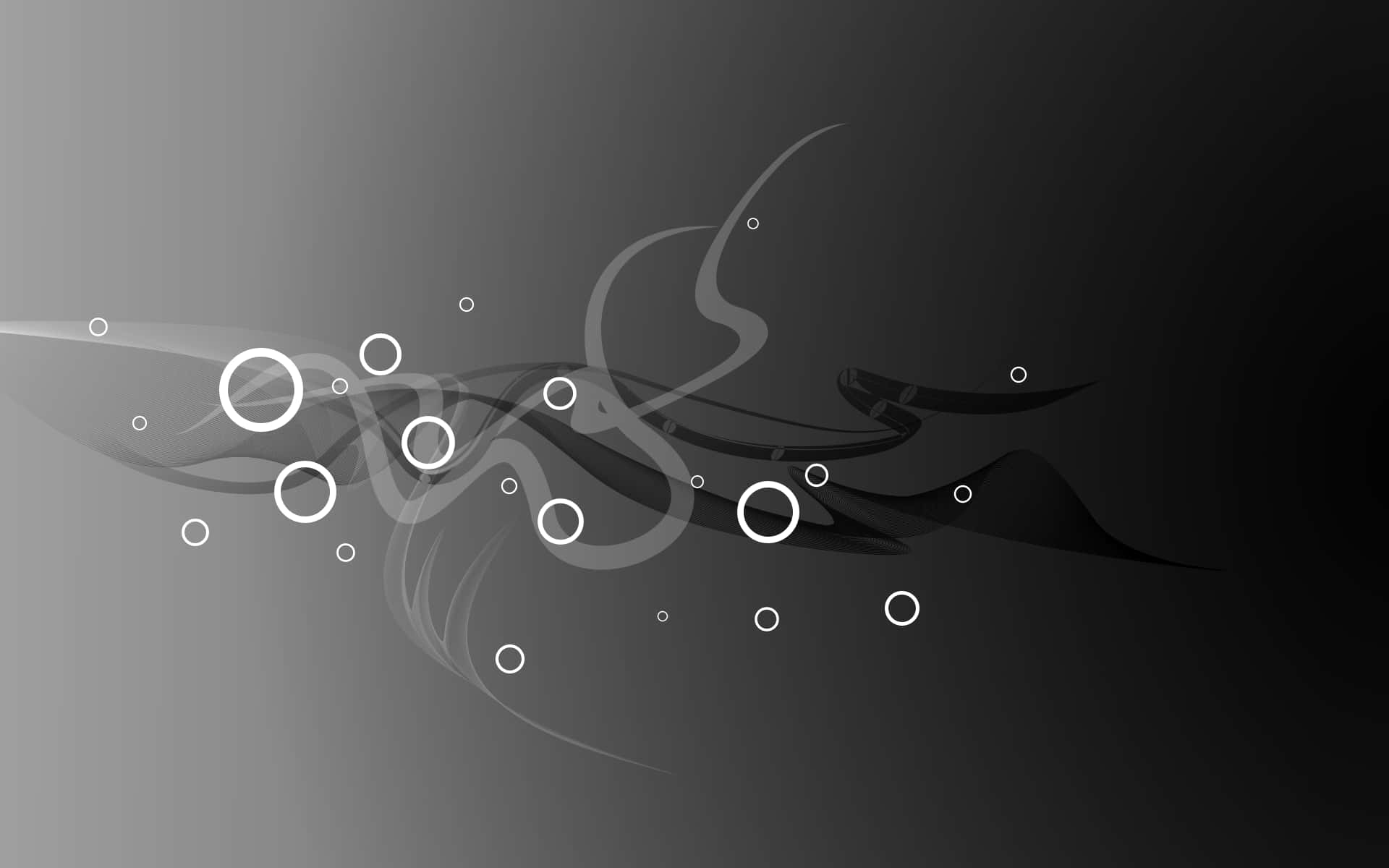 Gray Aesthetic 桌布 壁紙 — 抽象灰階漩渦和漂浮的白色圓圈在漸變背景上飄移。