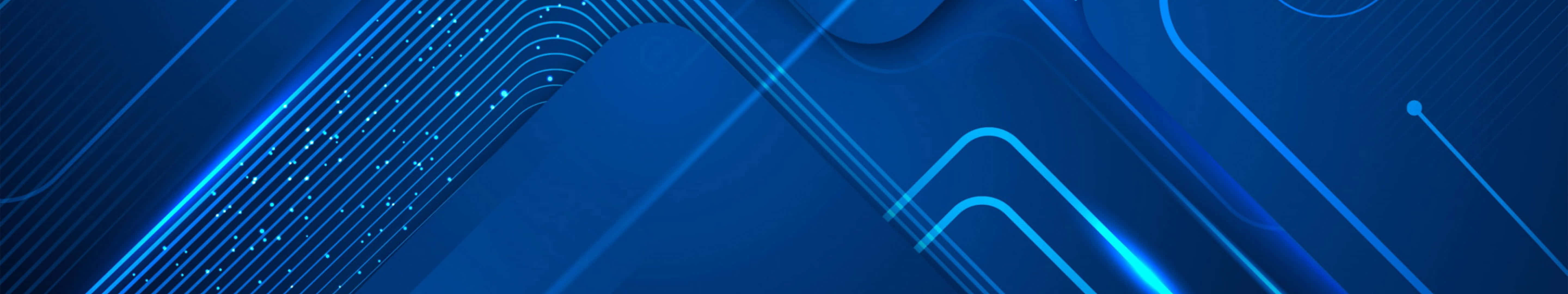 5760x1080 桌布 壁紙 — 抽象的數位電路線在深海軍藍背景下發出鮮豔的藍光。