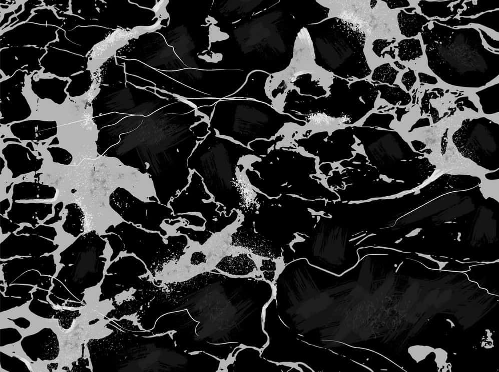 Black Marble 桌布 壁紙 — 抽象黑白大理石紋理，帶有鮮明的紋理和質感筆觸效果。