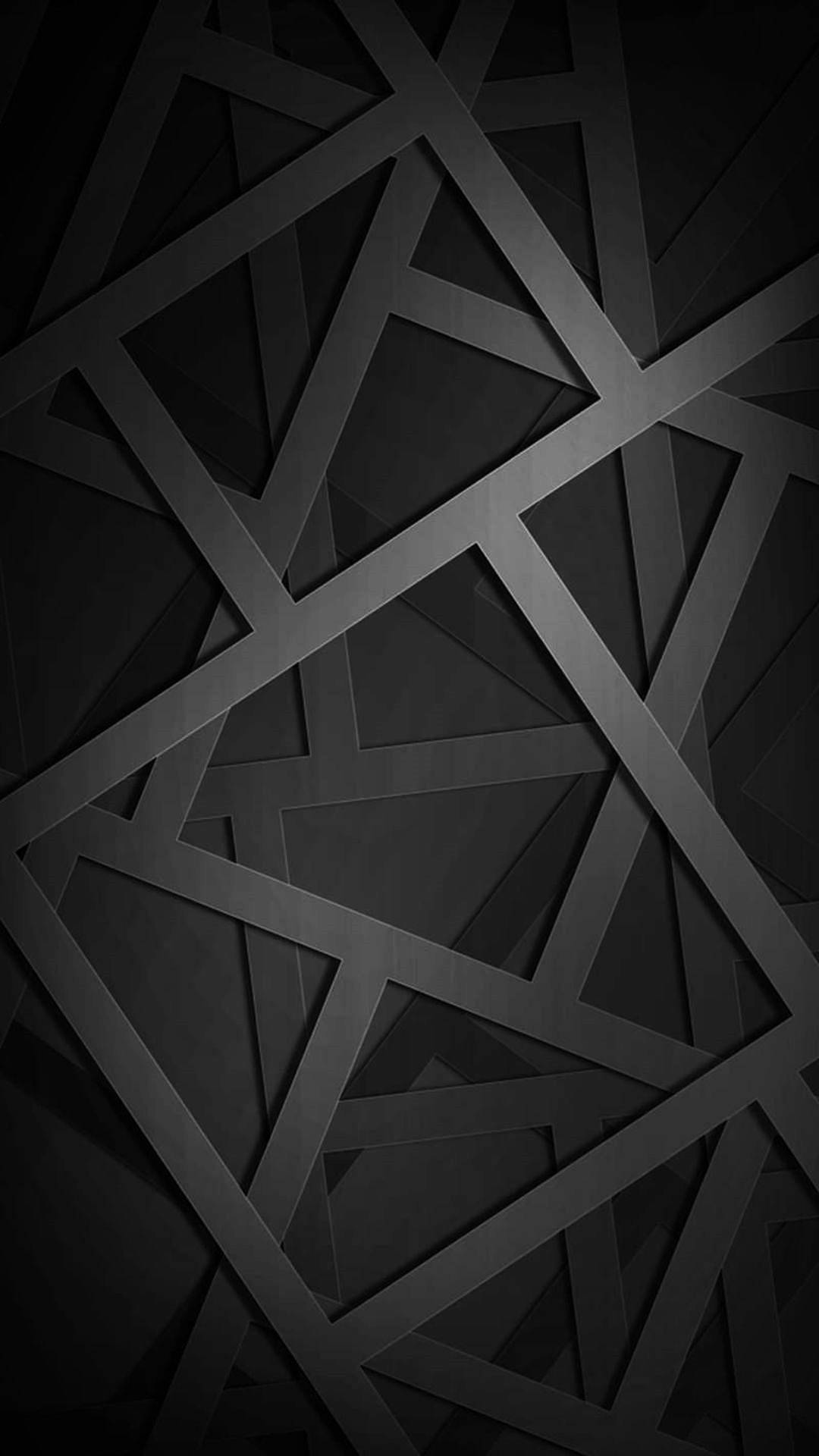Simple Geometric Phone 桌布 壁紙 — 抽象黑色幾何壁紙，帶有交叉的啞光緞帶，營造出現代簡約圖案。