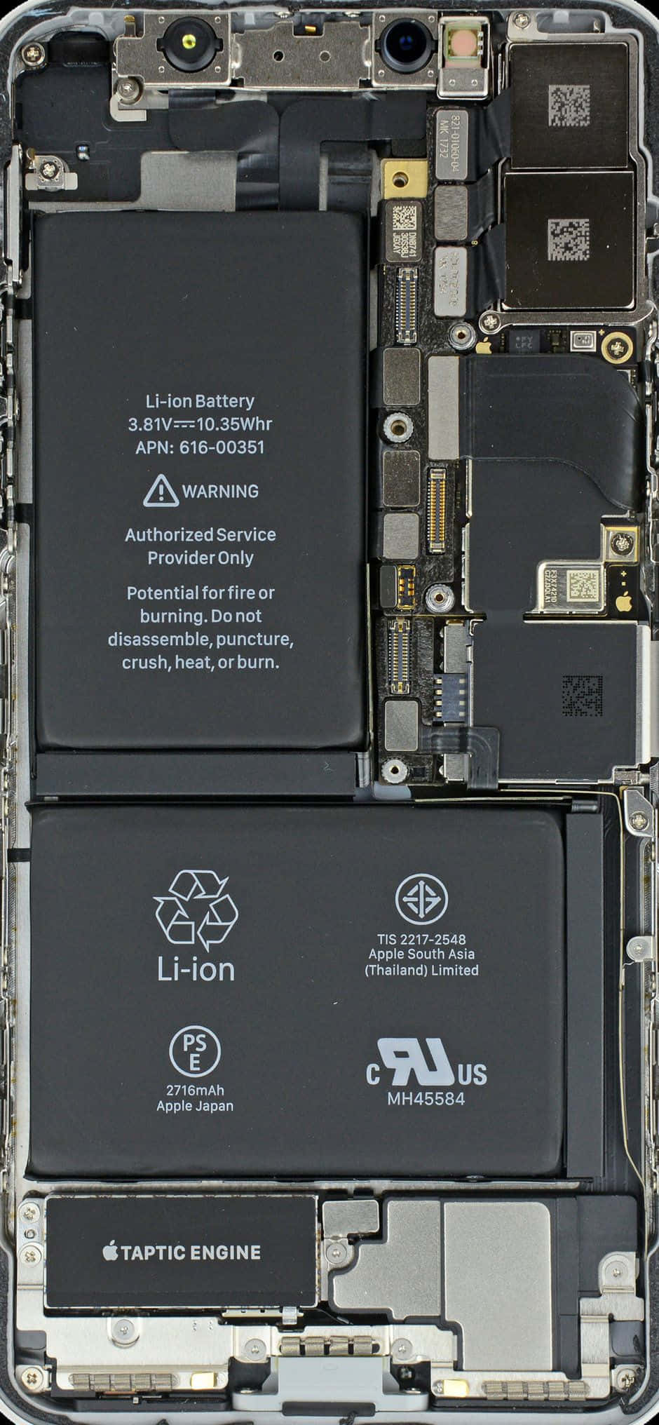 Transparent 桌布 壁紙 — 拆解智慧型手機的內部組件暴露，顯示電池電路和硬體細節。