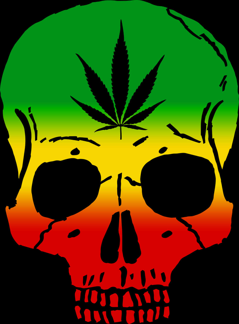 拉斯塔骷髏頭與大麻葉 壁紙