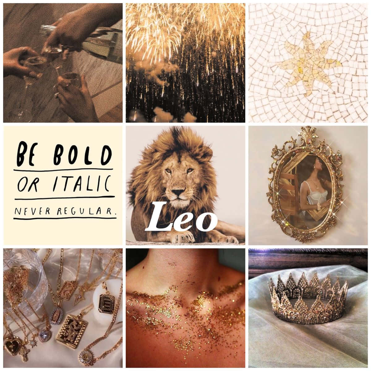 拼貼照片，上面寫著「be bold or italy leo」 壁紙