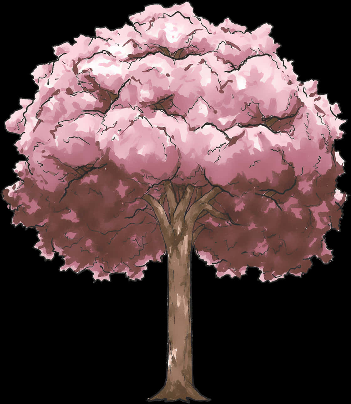 插畫風櫻花樹 壁紙