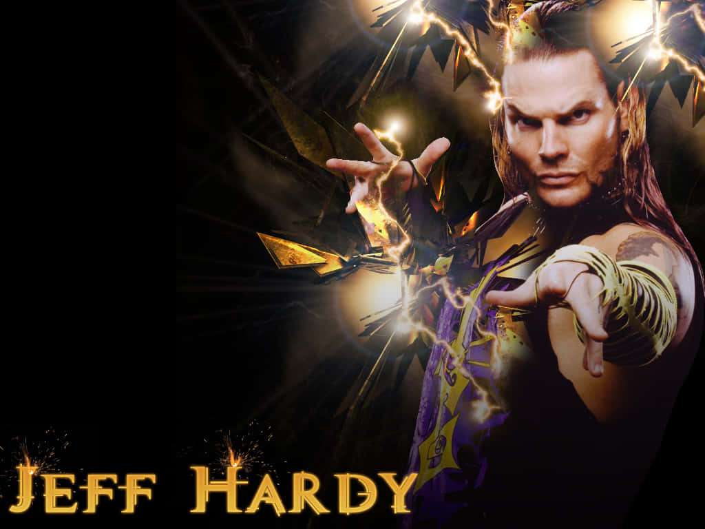 Aew 桌布 壁紙 — 摔角手 Jeff Hardy 在黑暗抽象背景下，雙手發出閃電，引導電能。