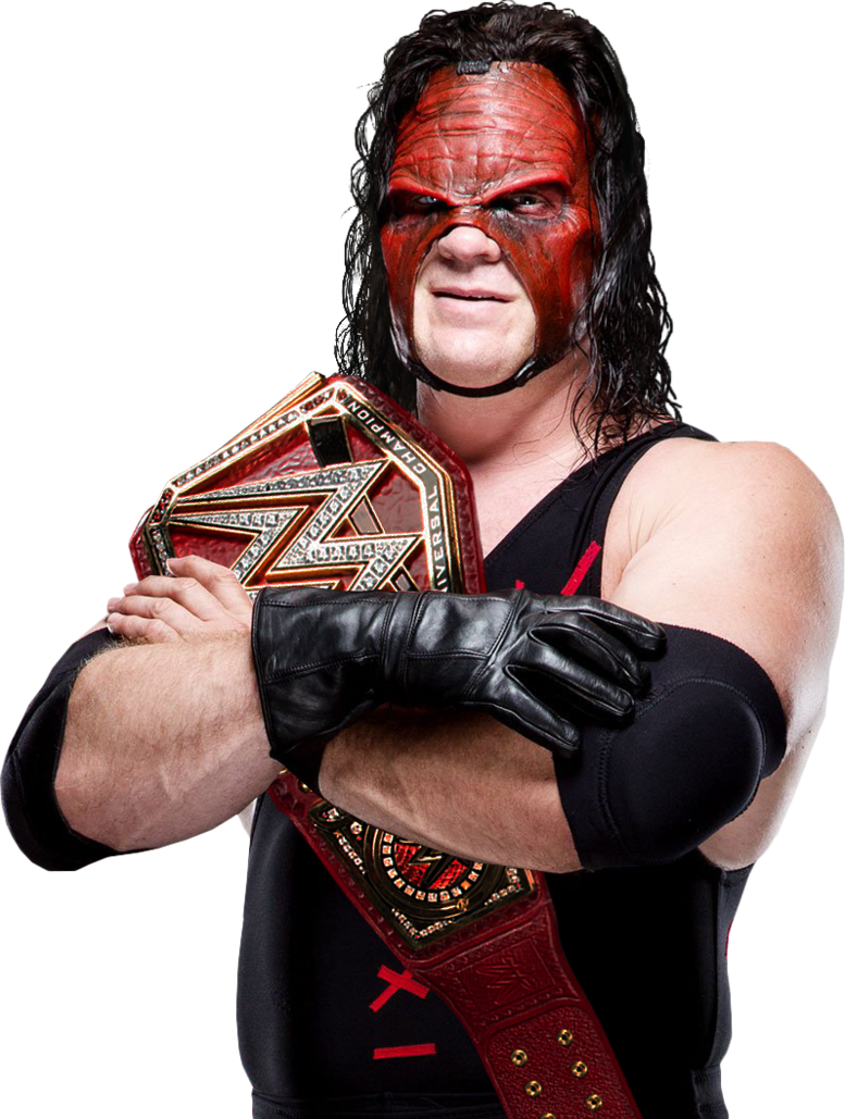 WWE 桌布 壁紙 — 摔角手臉上塗有紅色顏料，黑髮，在黑色背景前舉起冠軍腰帶。