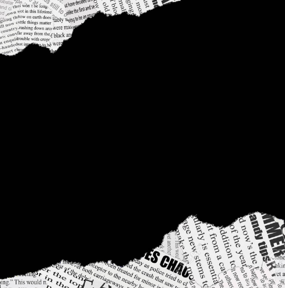 Newspaper 桌布 壁紙 — 撕碎的新聞紙碎片在印刷文字上顯露出一個強烈的黑色虛空。