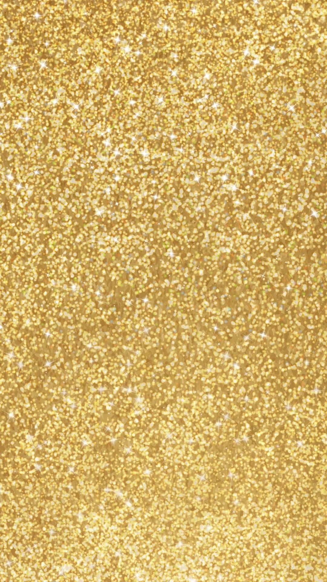 Gold Glitter 桌布 壁紙 — 整個畫面中閃耀著金色亮粉顆粒，並帶有明亮的白色閃光。