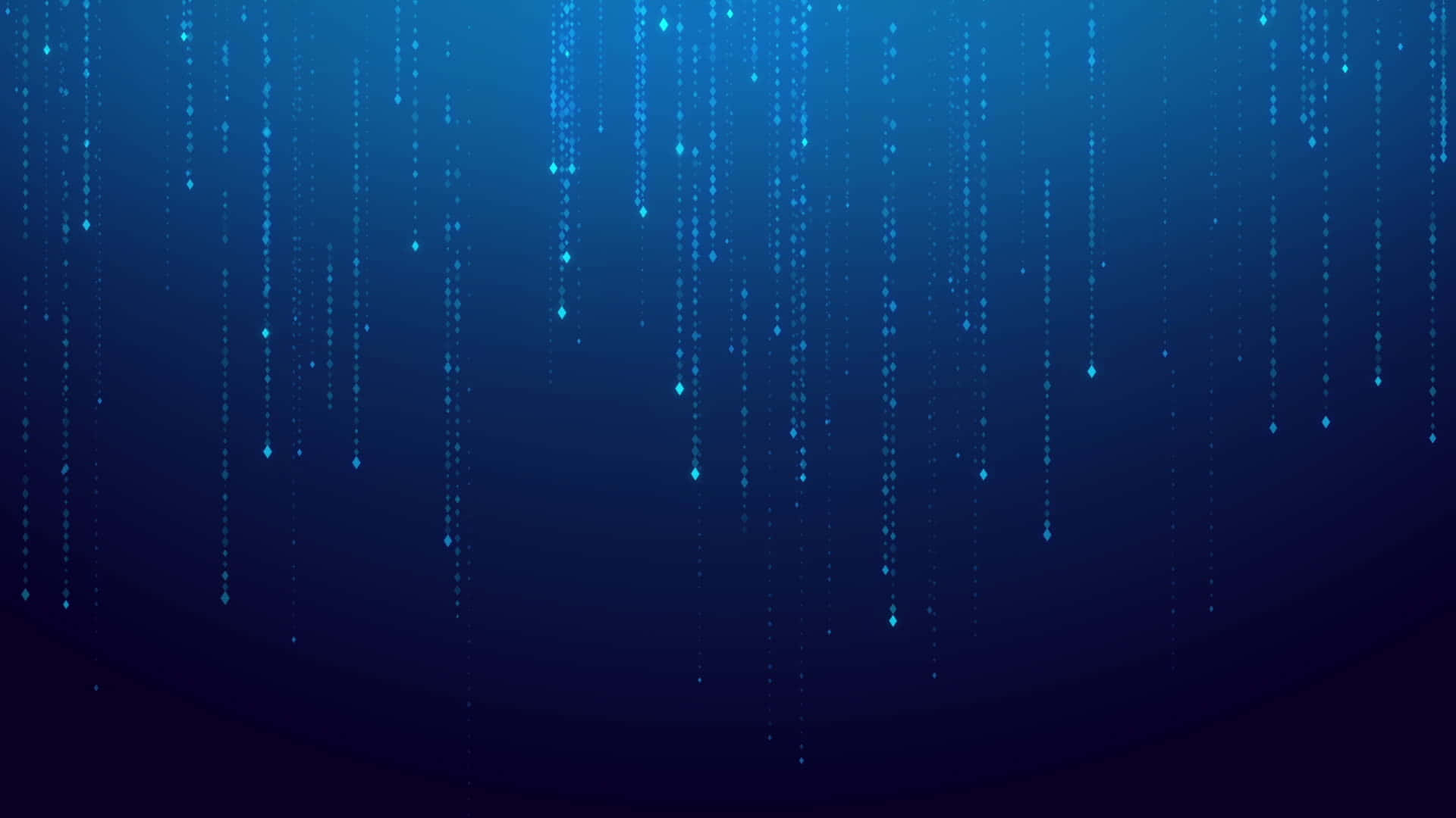 Interactive 桌布 壁紙 — 數位藍色數據流如雨般傾瀉在漸變夜空背景上。
