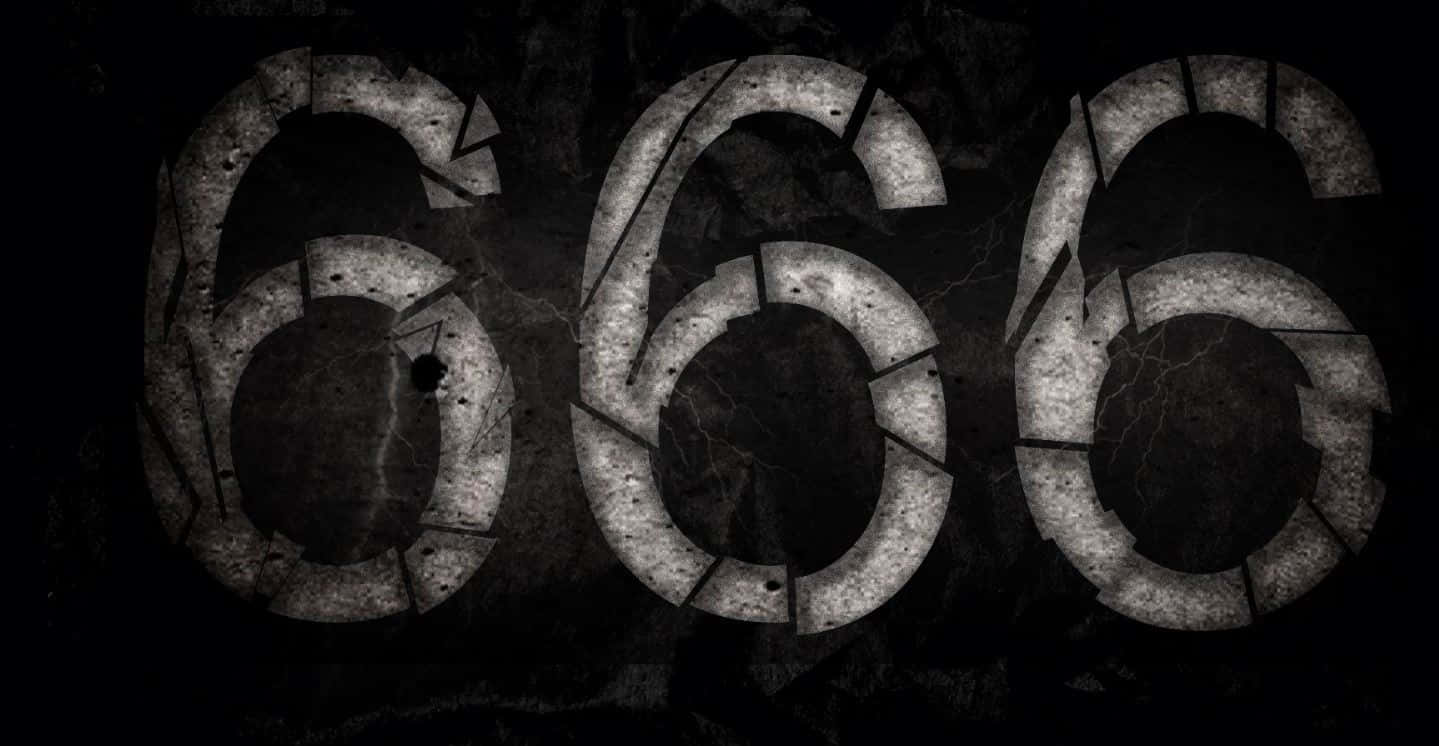 Occult 桌布 壁紙 — 數字666以破裂、風化的石頭呈現，背景為深色紋理。