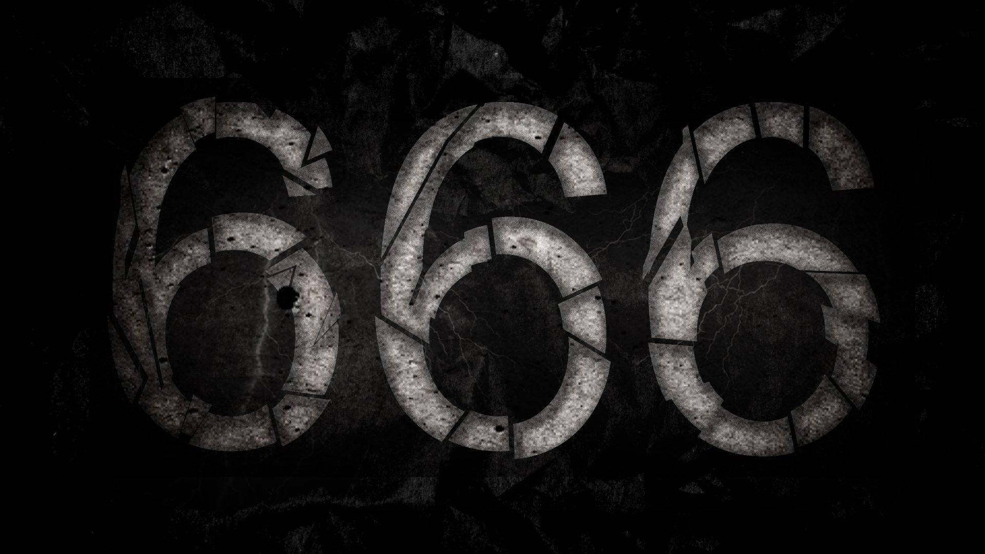 深色紋理背景上裂開的石頭數字666 — 撒旦 GIF 壁紙