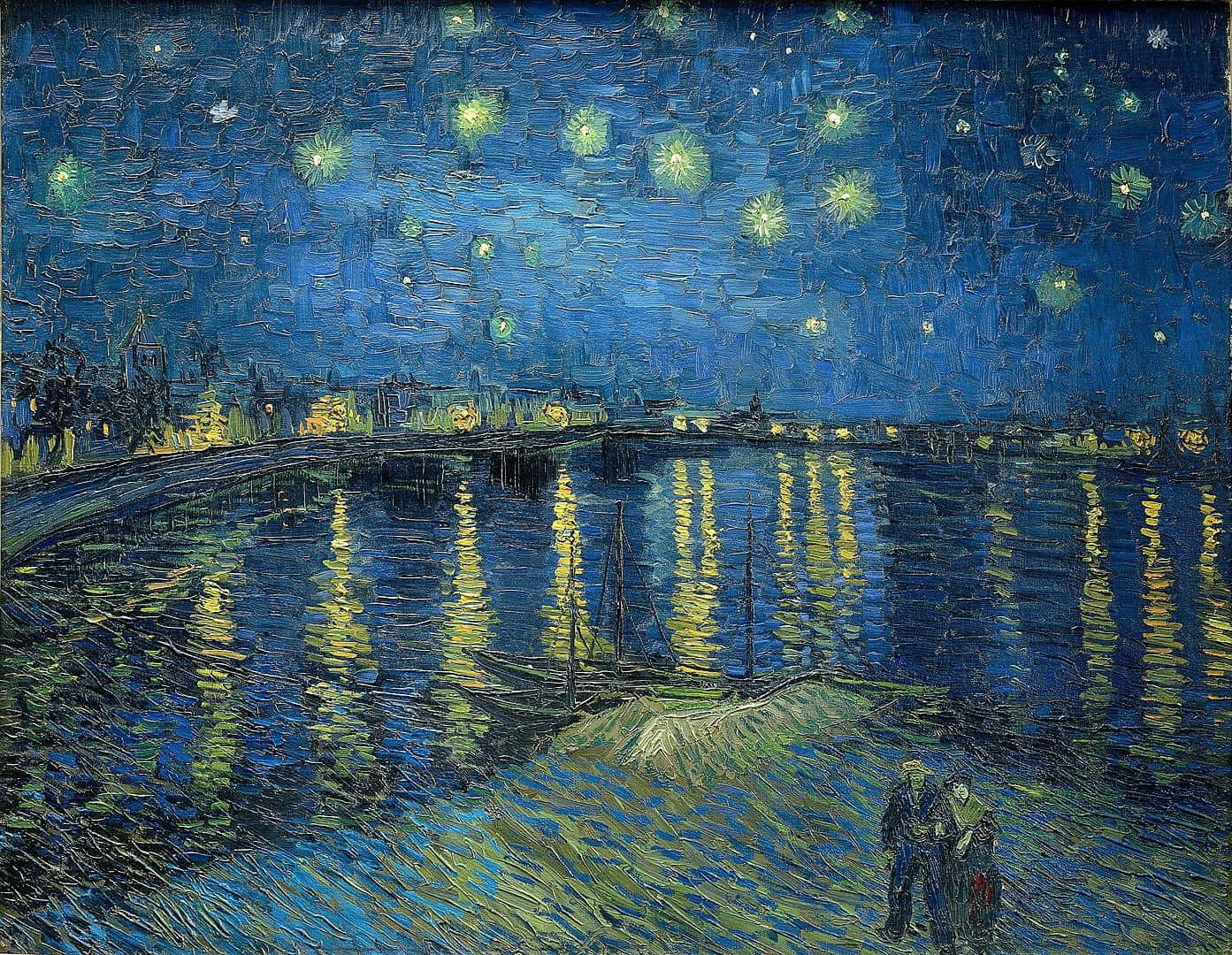 文森特·梵高《星夜下的羅納河》畫作 — 梵高 壁紙