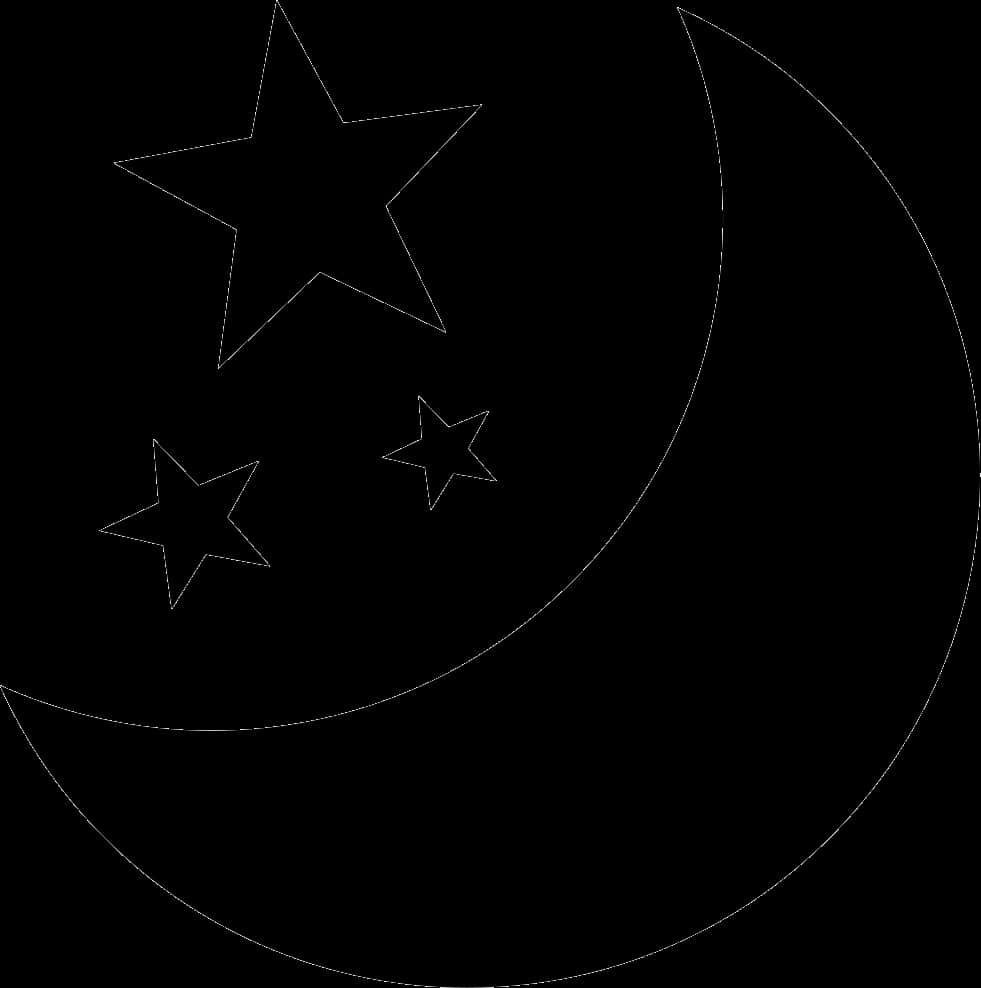 新月與星星輪廓 壁紙