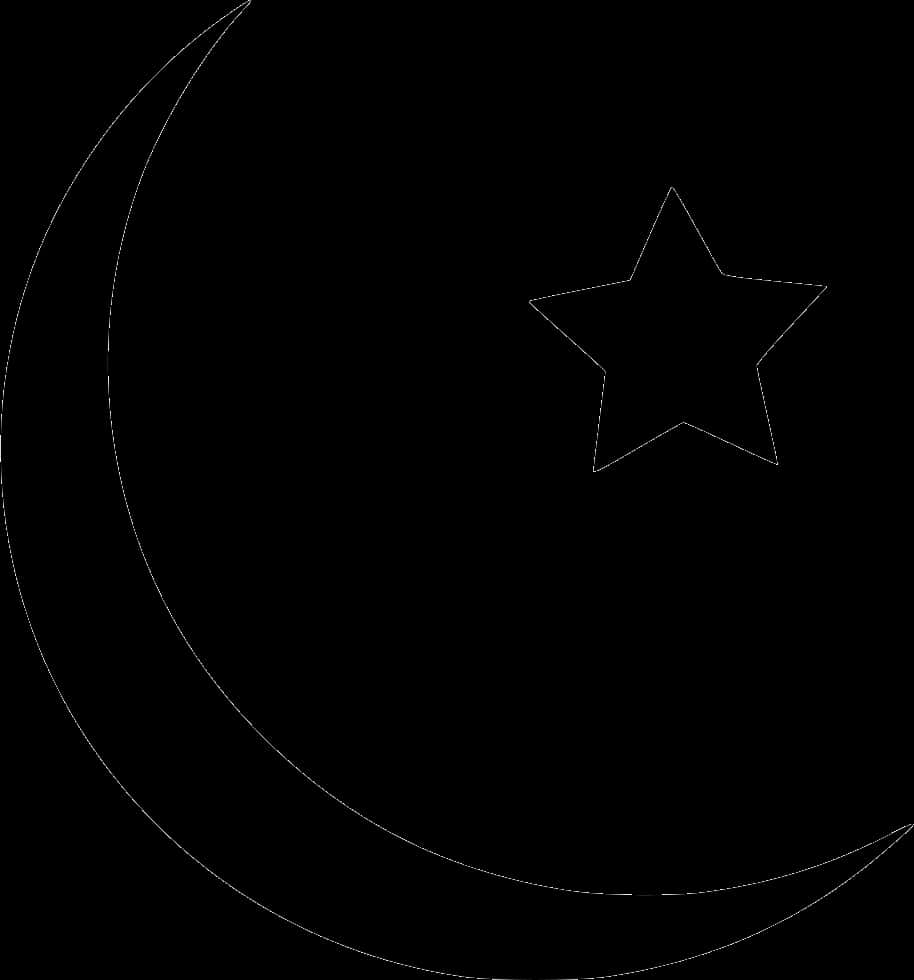 新月與星星輪廓 壁紙