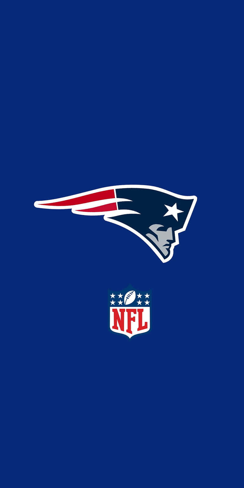  壁紙 — 新英格蘭愛國者隊NFL標誌居中於純皇家藍色背景上，帶有白色輪廓和紅色點綴。