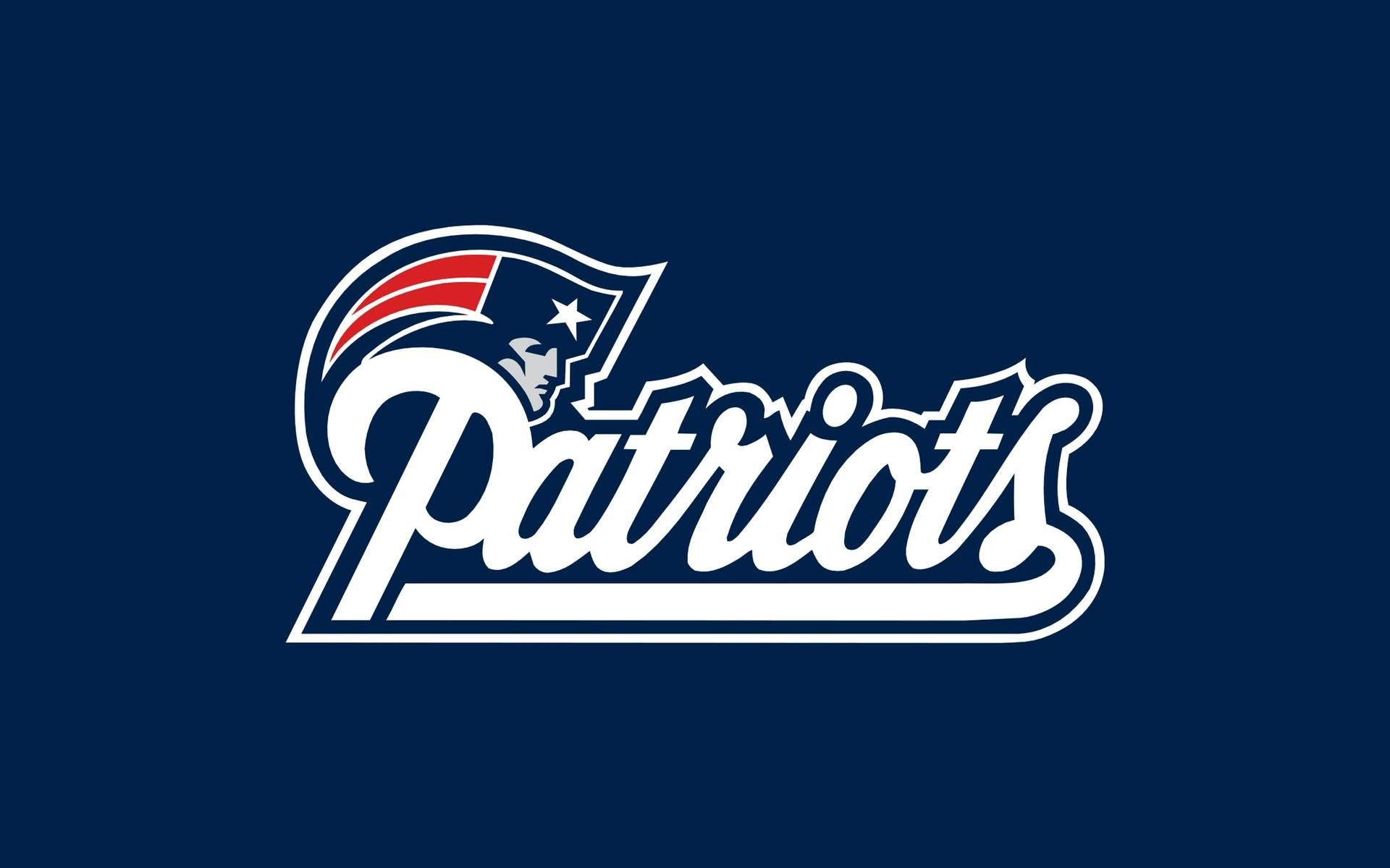 Patriots Logo 桌布 壁紙 — 新英格蘭愛國者隊標誌，白色、紅色和藍色，在純海軍藍背景上。
