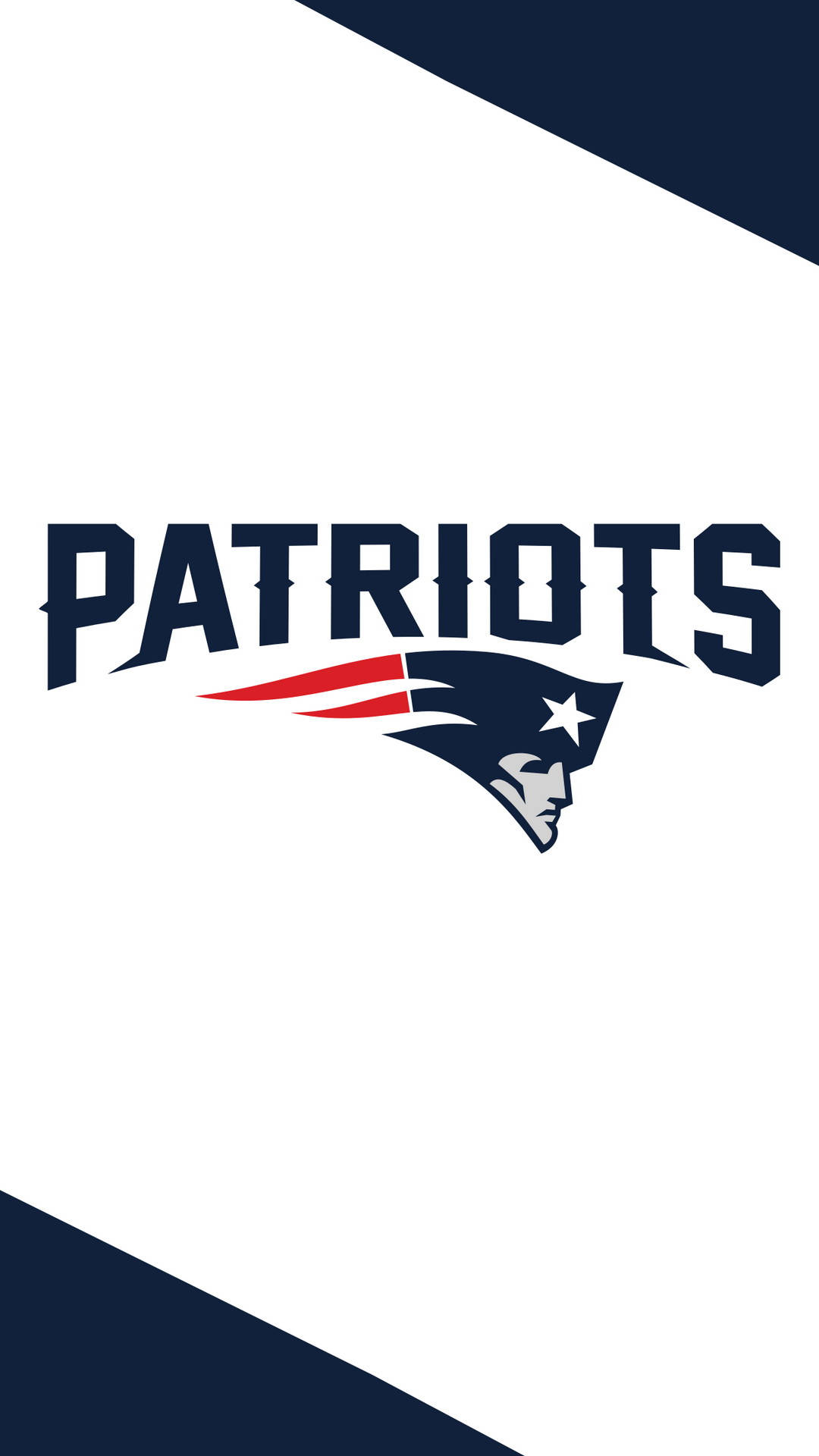 Awesome Patriots 桌布 壁紙 — 新英格蘭愛國者隊標誌居中於白色背景上，帶有海軍藍色對角線裝飾。