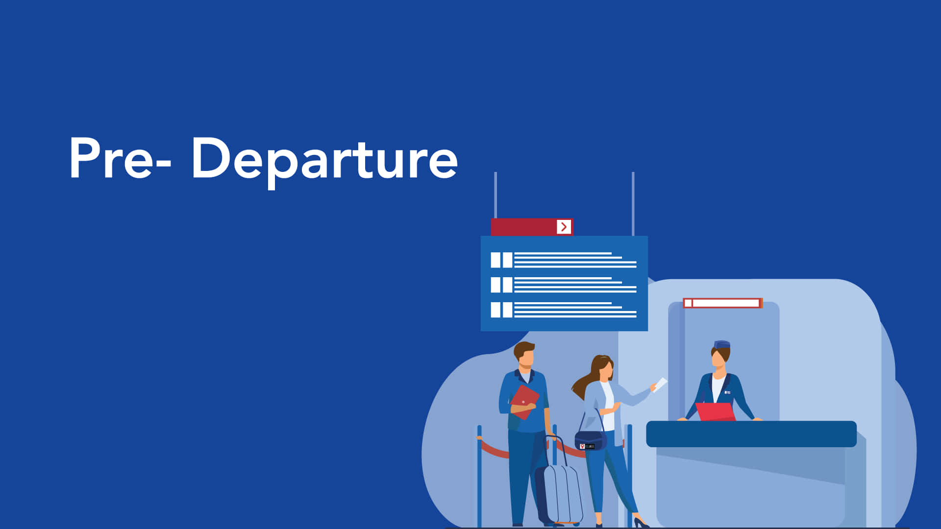 Airport 桌布 壁紙 — 旅客在設有數位航班顯示屏的機場櫃檯辦理登機手續的平面向量插圖。