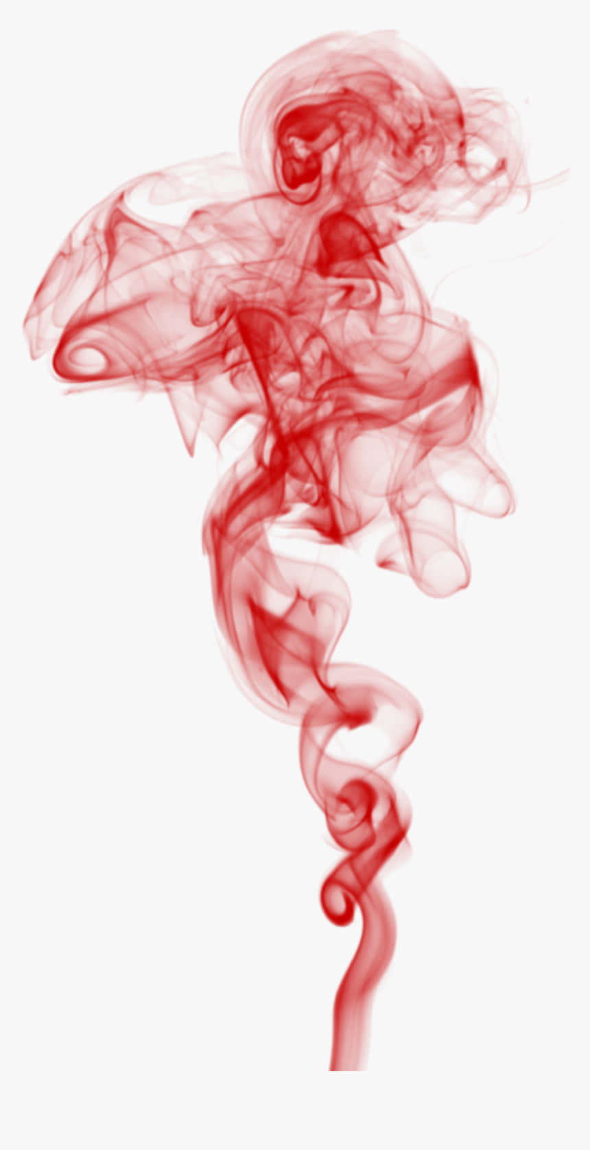 Red Smoke Effect 桌布 壁紙 — 旋轉的紅色煙霧在純白色背景上形成抽象的人形。