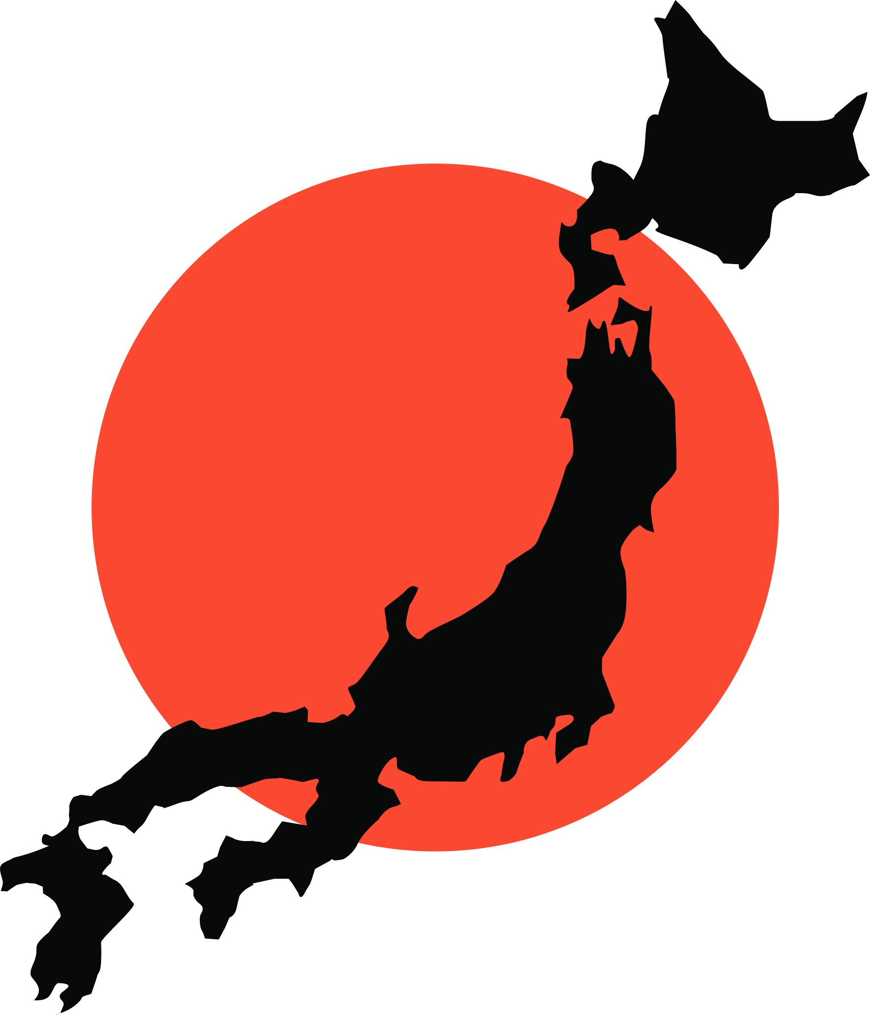 日本剪影紅太陽 壁紙