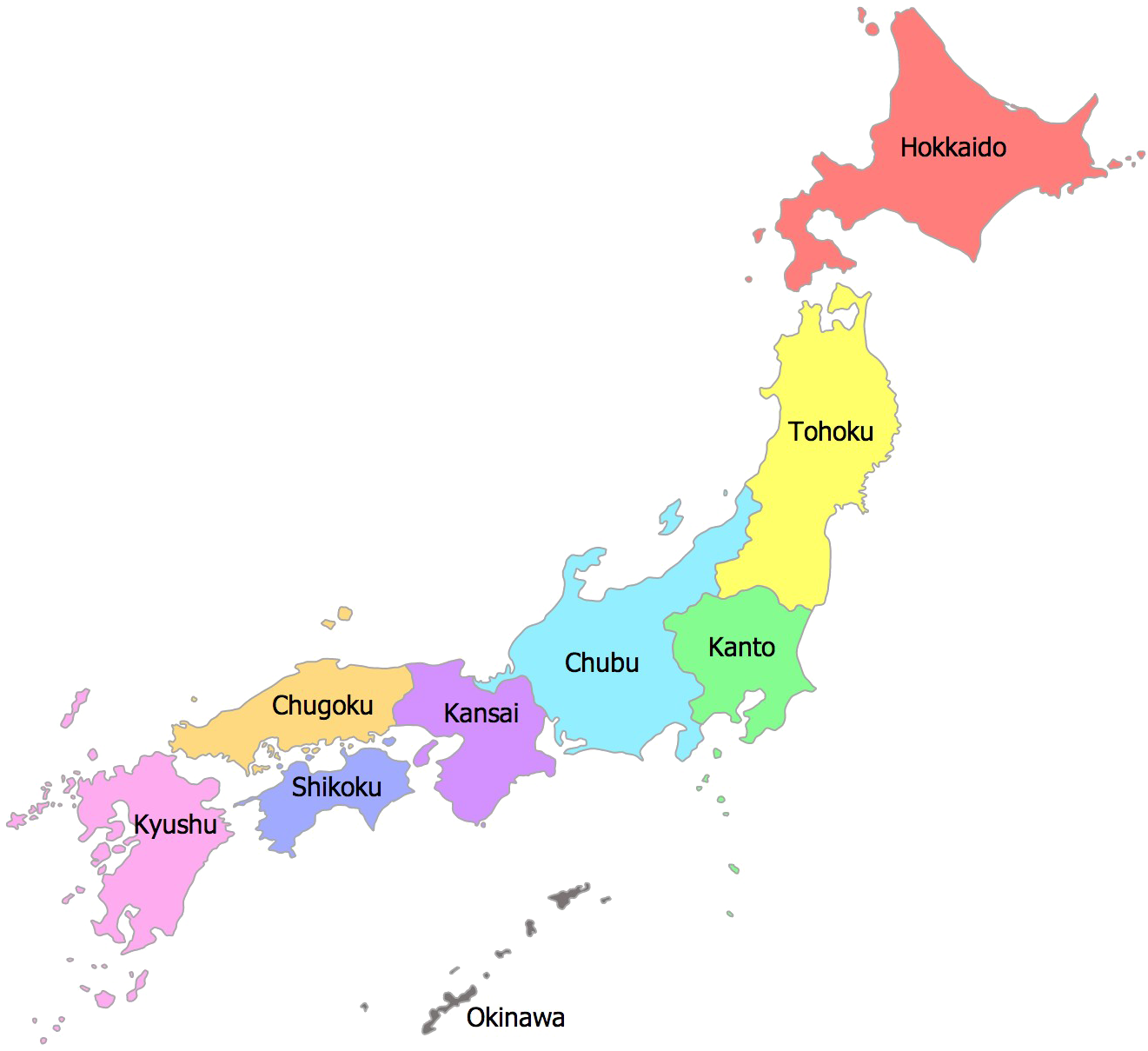 日本地區地圖彩色編碼 壁紙
