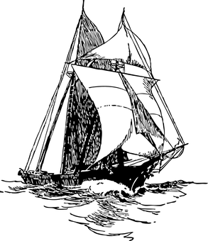 日落時分的暗黑船影 壁紙