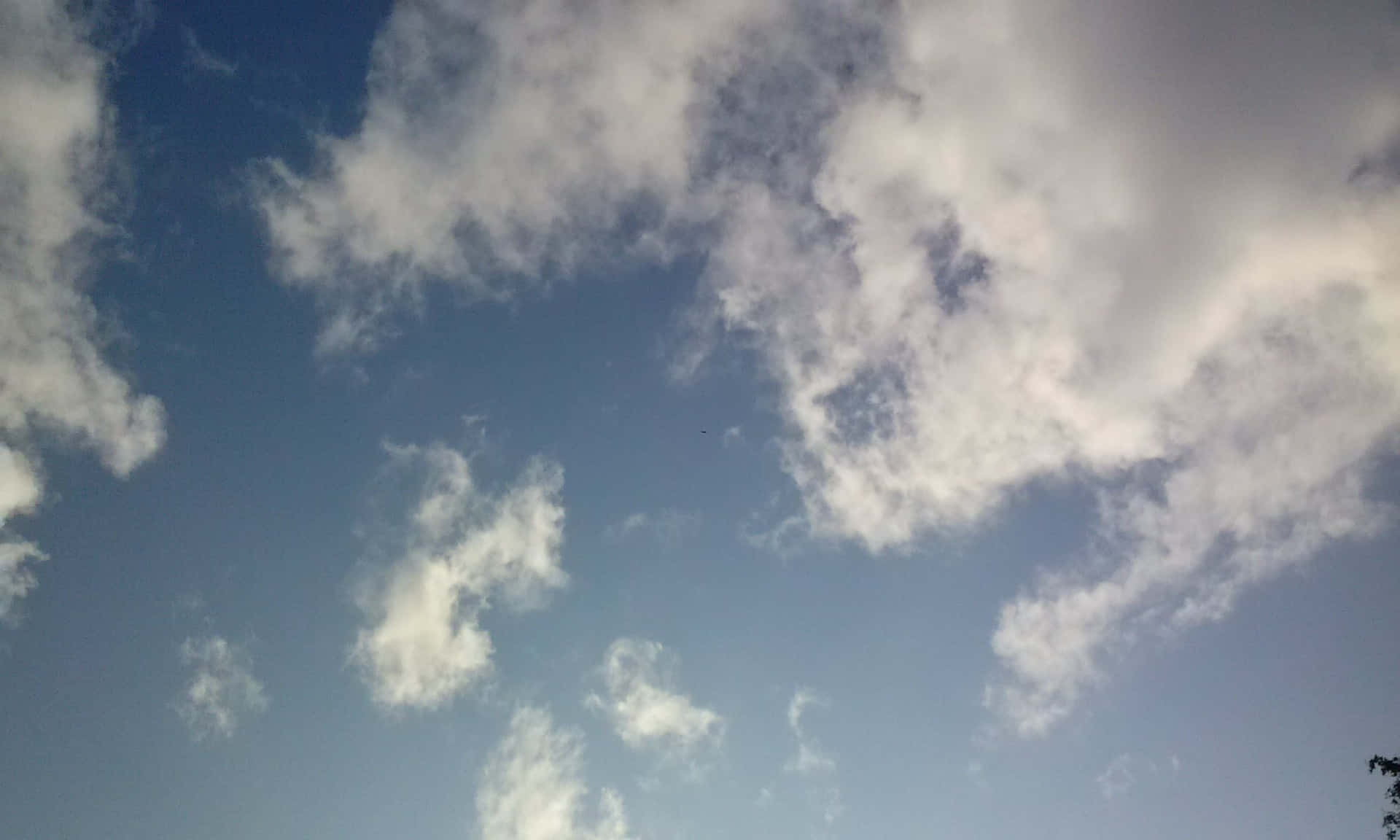 CLOUD-18 壁紙 — 明亮的藍天，充滿蓬鬆的白雲，懶洋洋地飄過。
