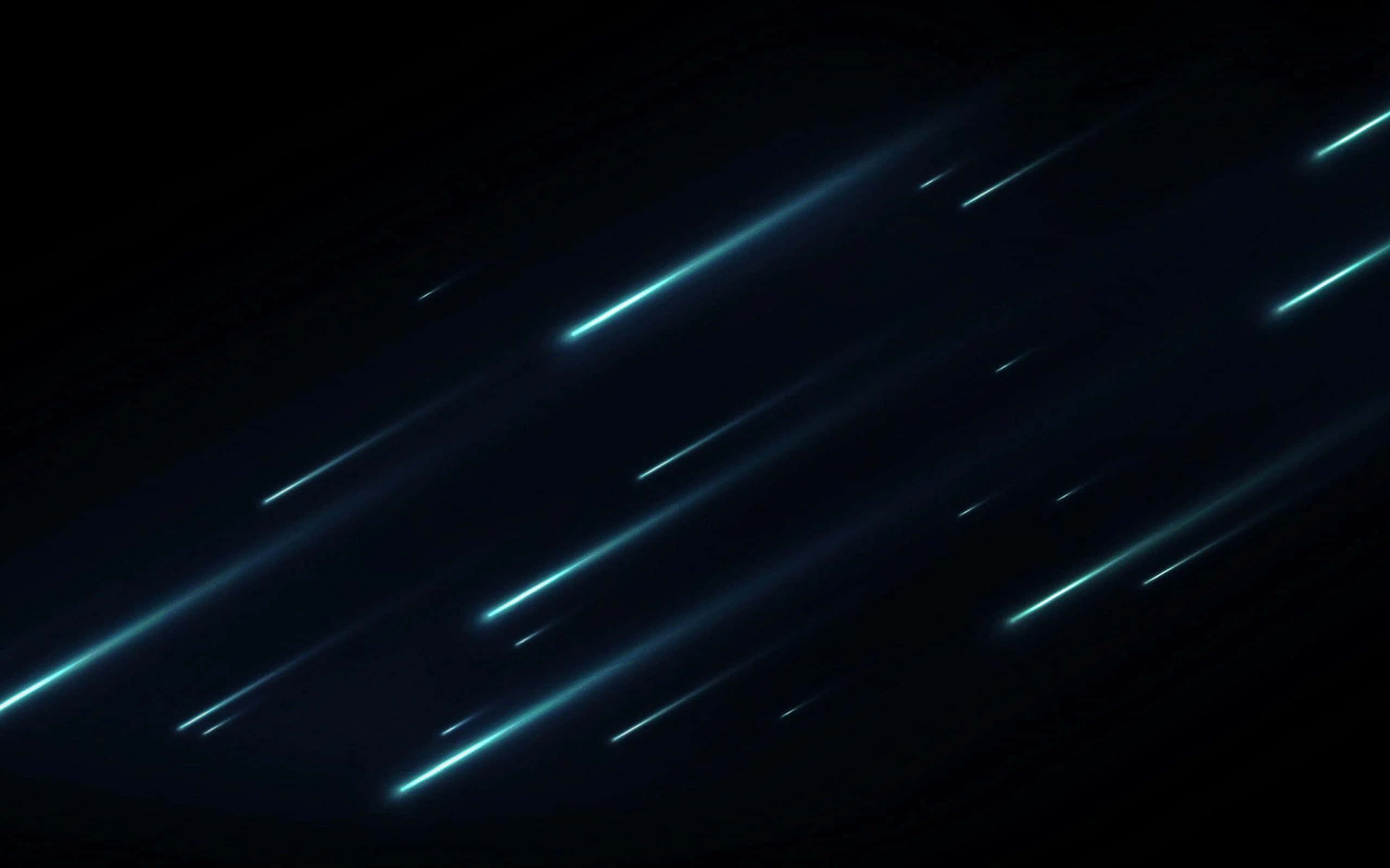 3d Star 桌布 壁紙 — 明亮的青色光線斜向劃過深邃的黑色虛空，如同宇宙流星般移動。