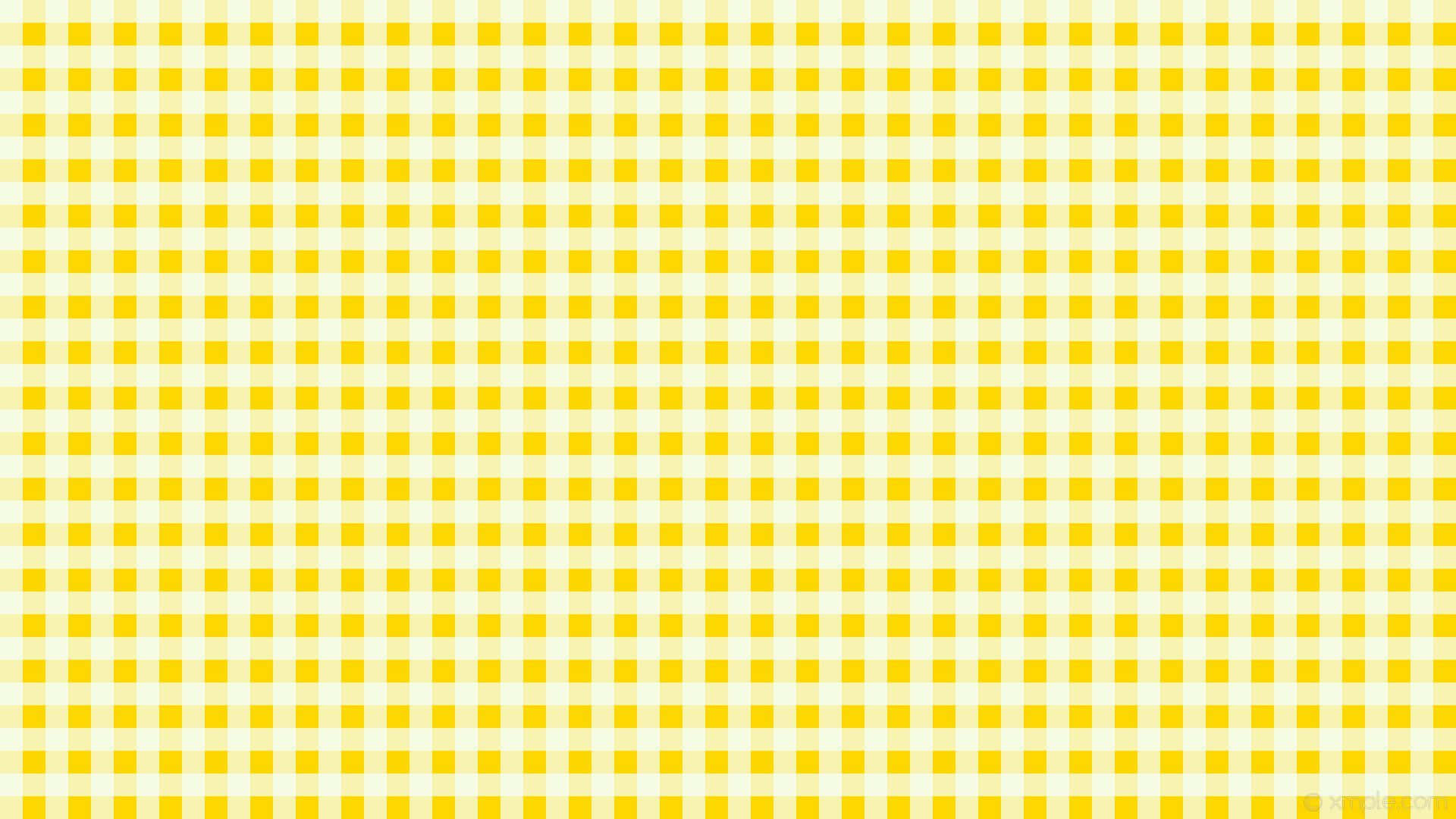 Cute Yellow Desktop 桌布 壁紙 — 明亮的黃色和奶油色格子圖案以整潔的重複網格填滿整個畫面。