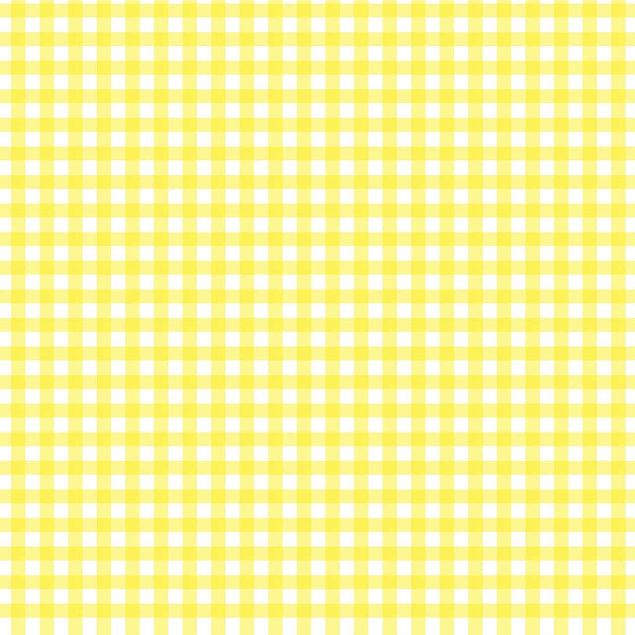 Plaid 桌布 壁紙 — 明亮的黃色和白色格子圖案以整潔的重複網格填滿整個畫面。