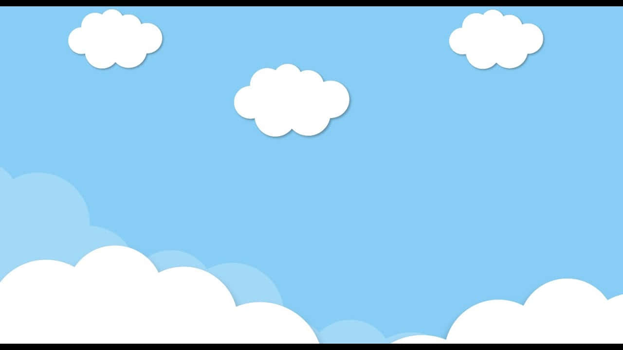 Cloud 桌布 壁紙 — 明亮藍天配上 fluffy 白色雲朵，以乾淨的紙雕風格插圖呈現。
