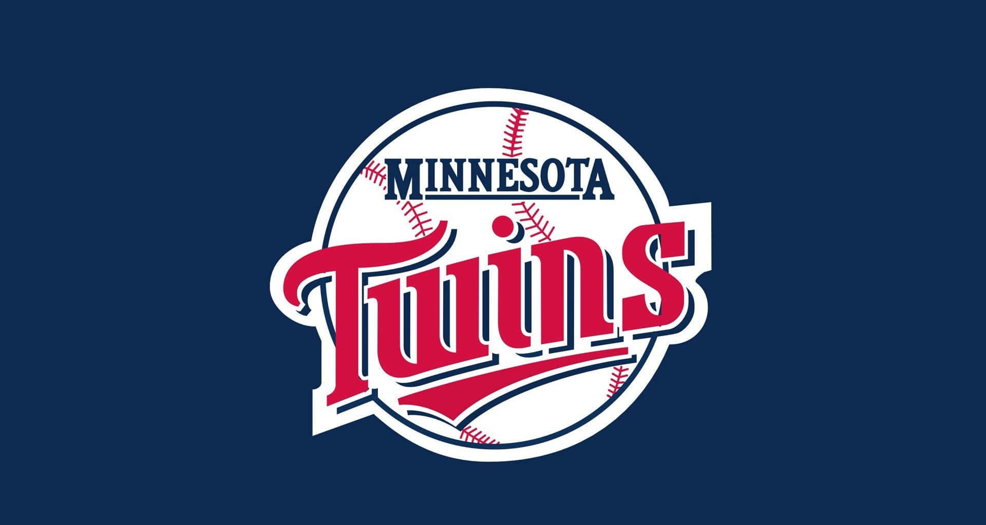 MLB Teams 桌布 壁紙 — 明尼蘇達雙城棒球隊標誌，以紅、白、海軍藍色呈現，背景為純海軍藍色。